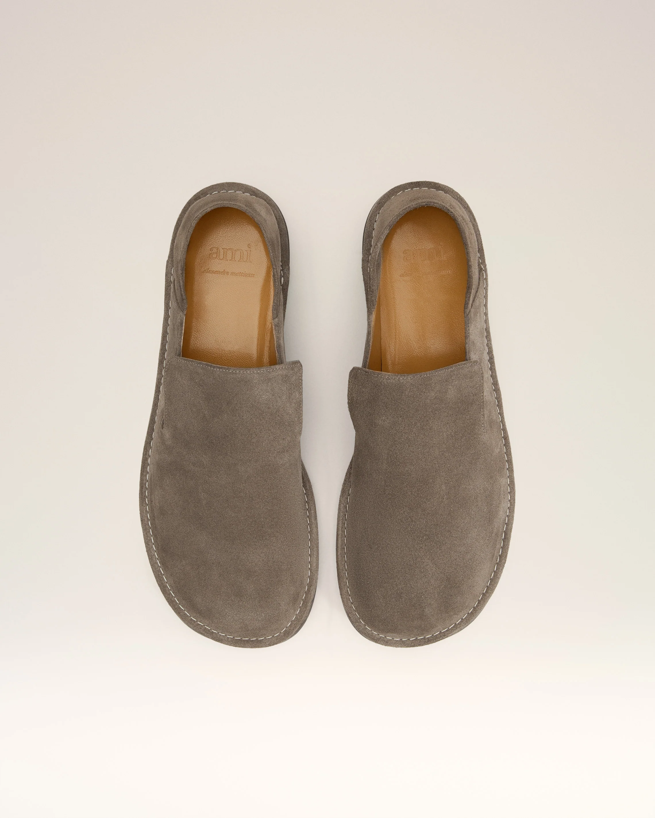 Beige Leather Midi Slippers