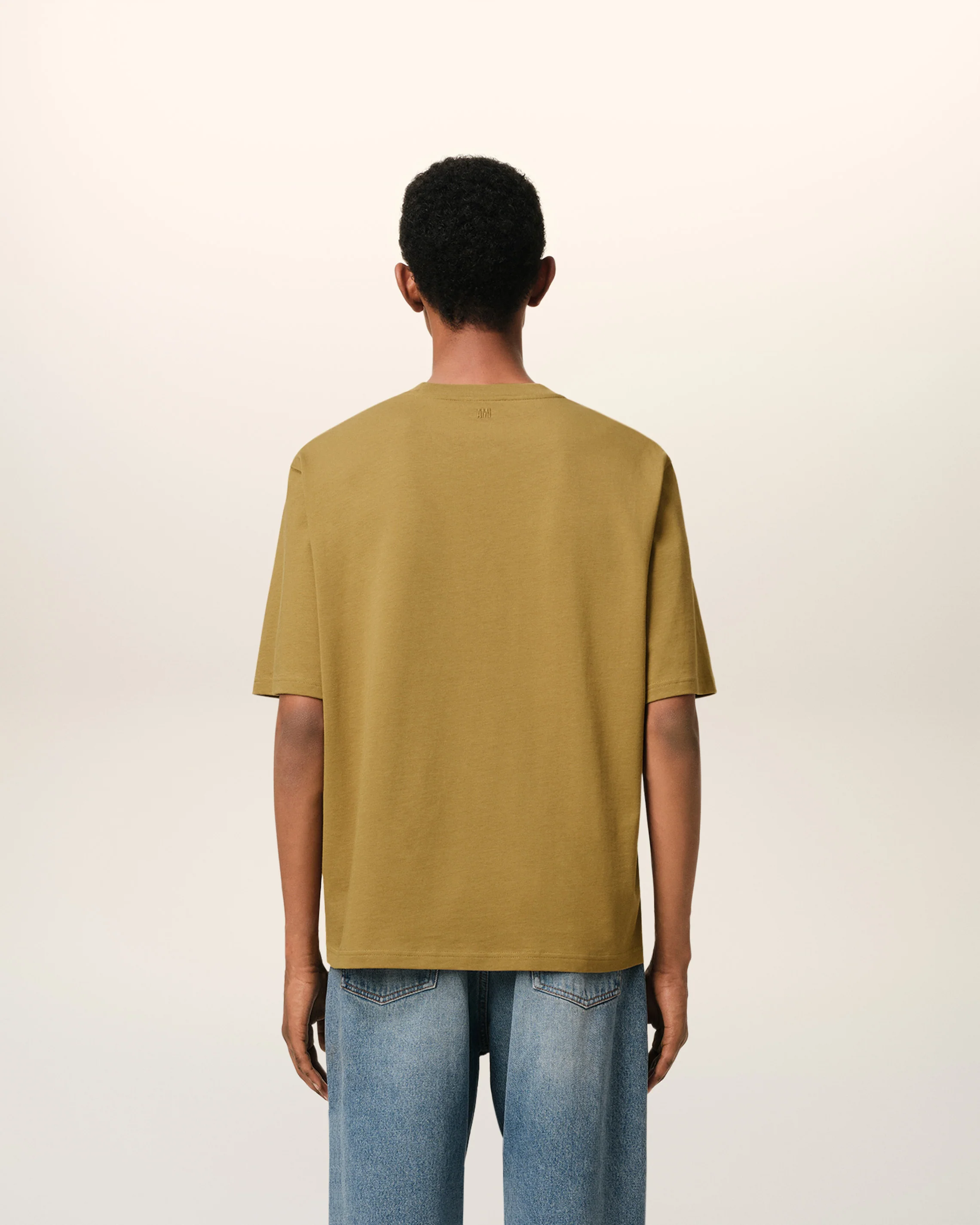 Mustard Cotton Tonal Ami de Coeur T-Shirt