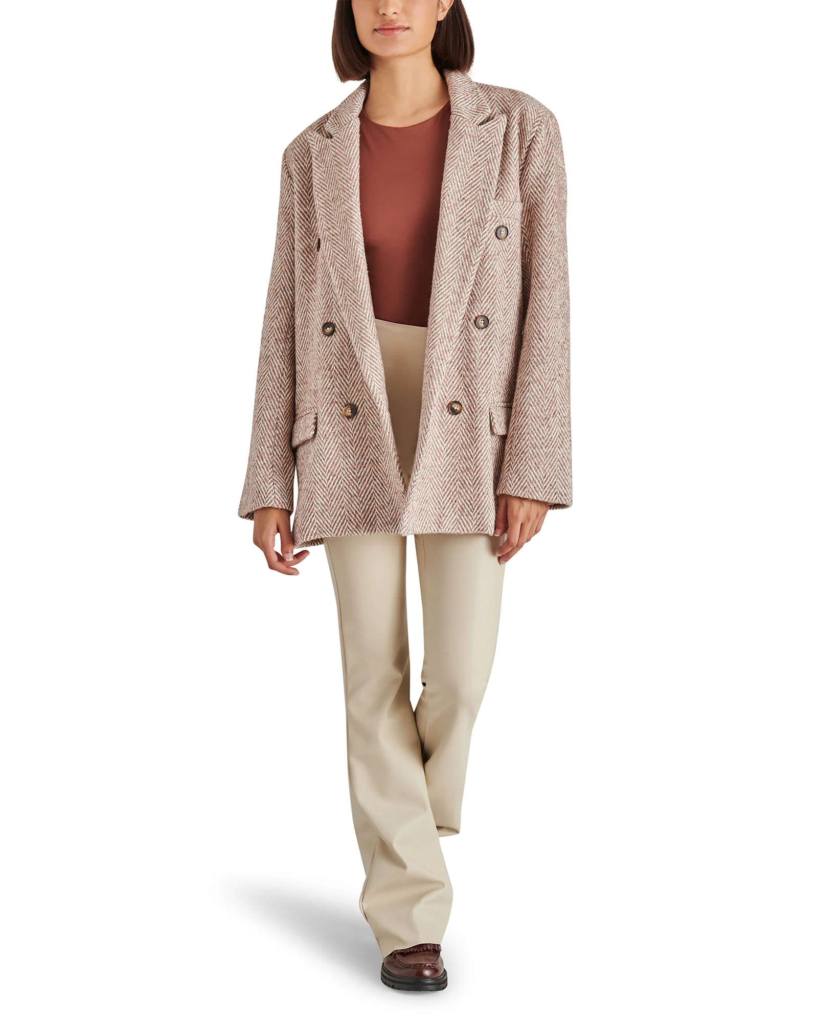 DARCIE DOUBLE BREASTED BLAZER BROWN MULTI