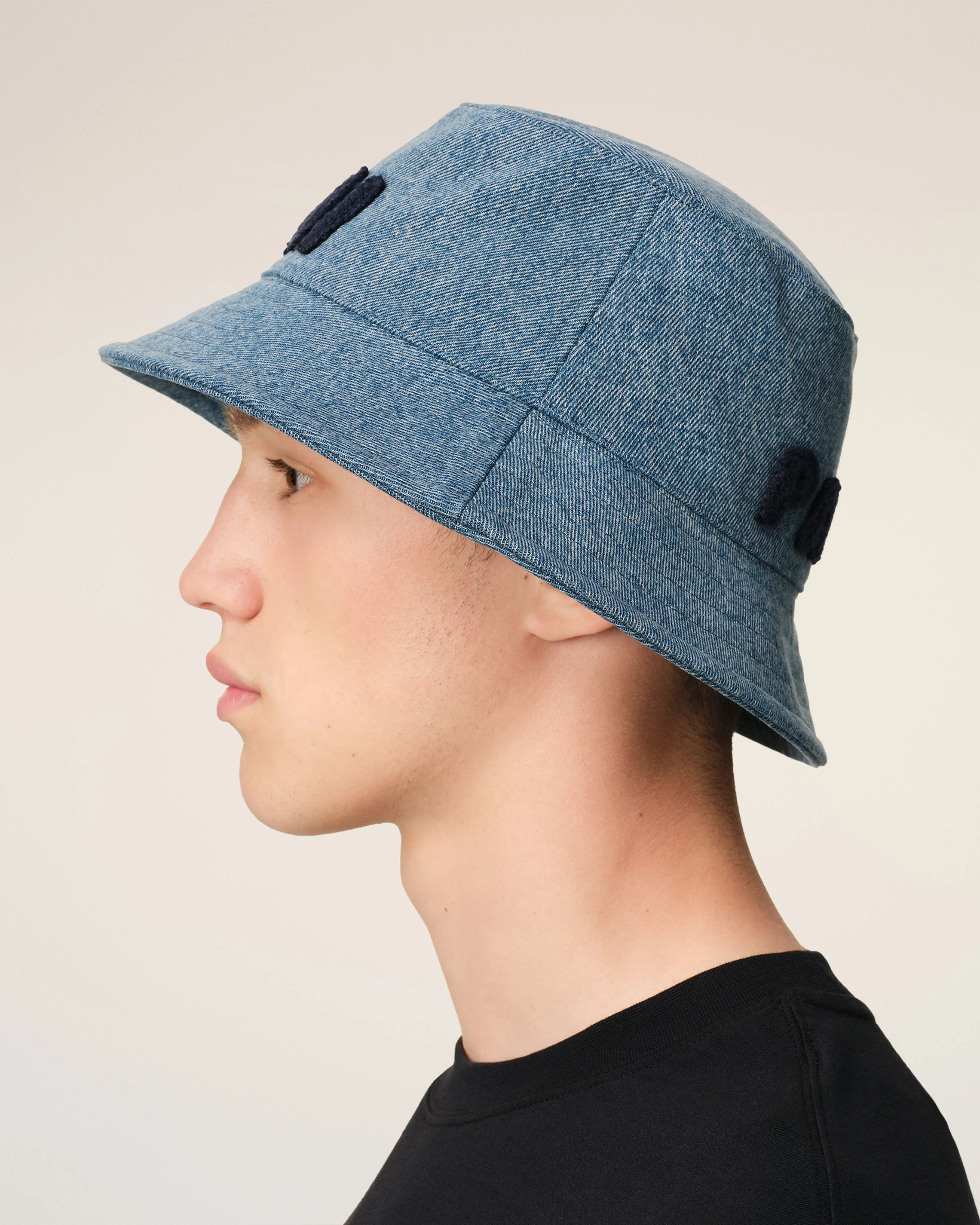 Blue Cotton Ami Paris Patch Bucket Hat