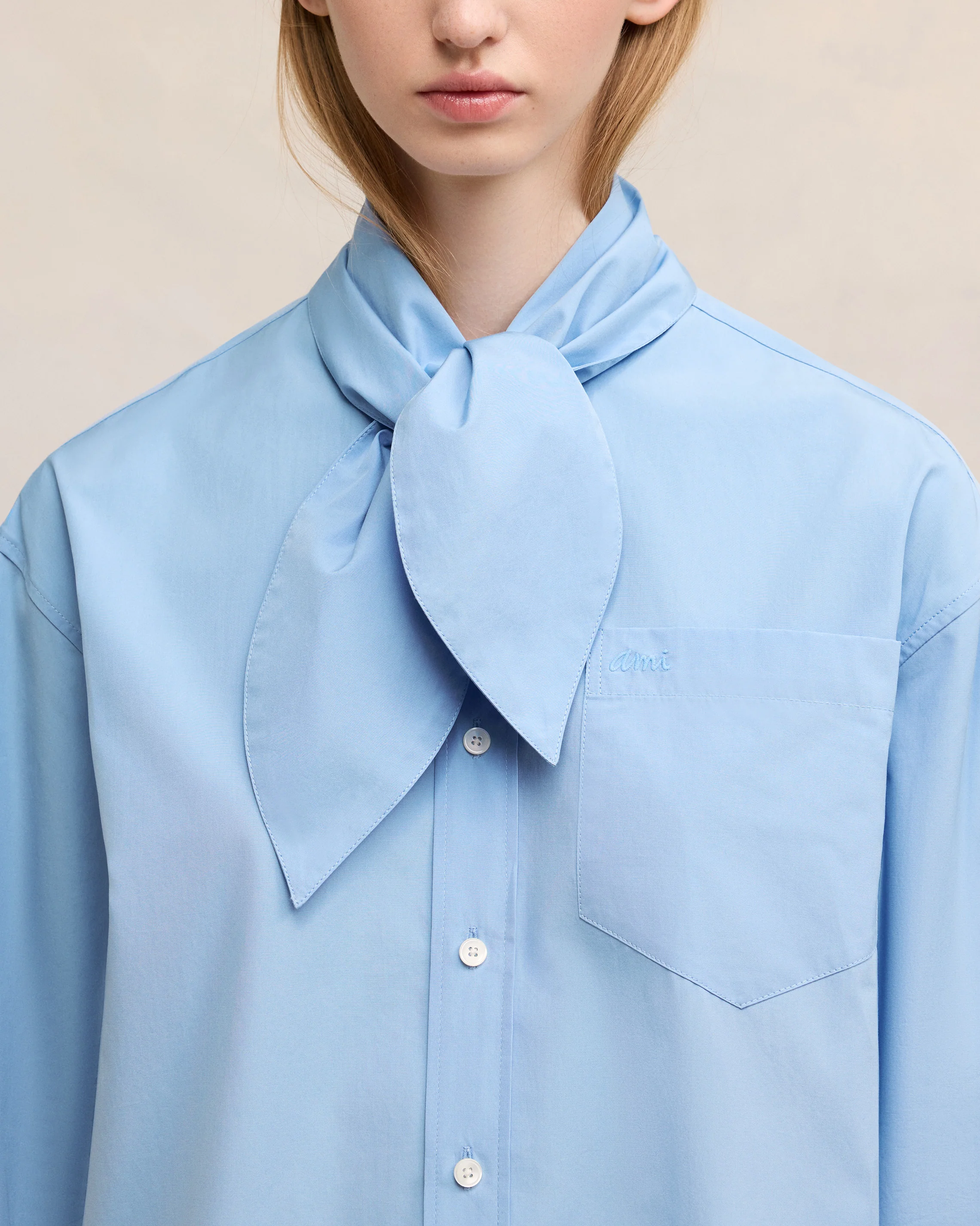 Scarf Collar Shirt Dress