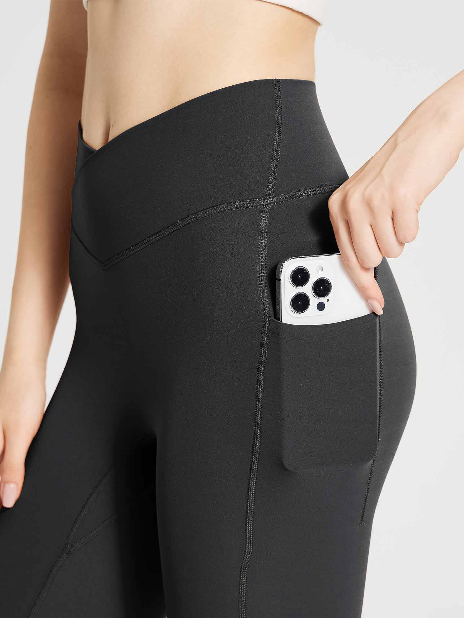 Lycra Cross-Waist High-Rise Leggings