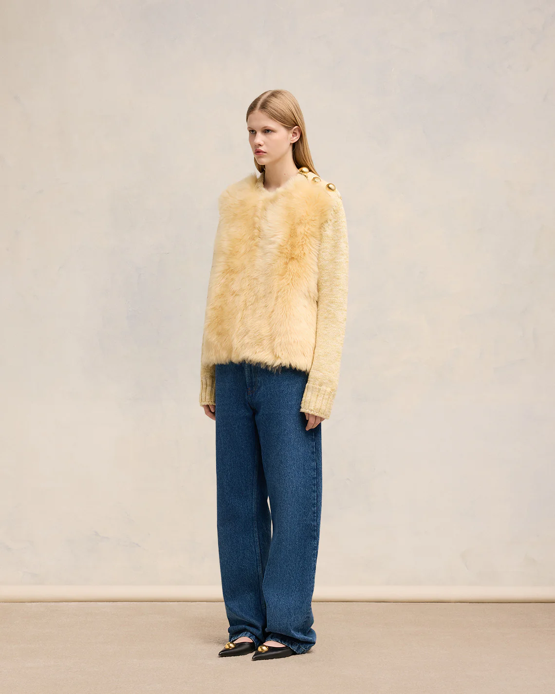 Shearling Crew Neck Sweater