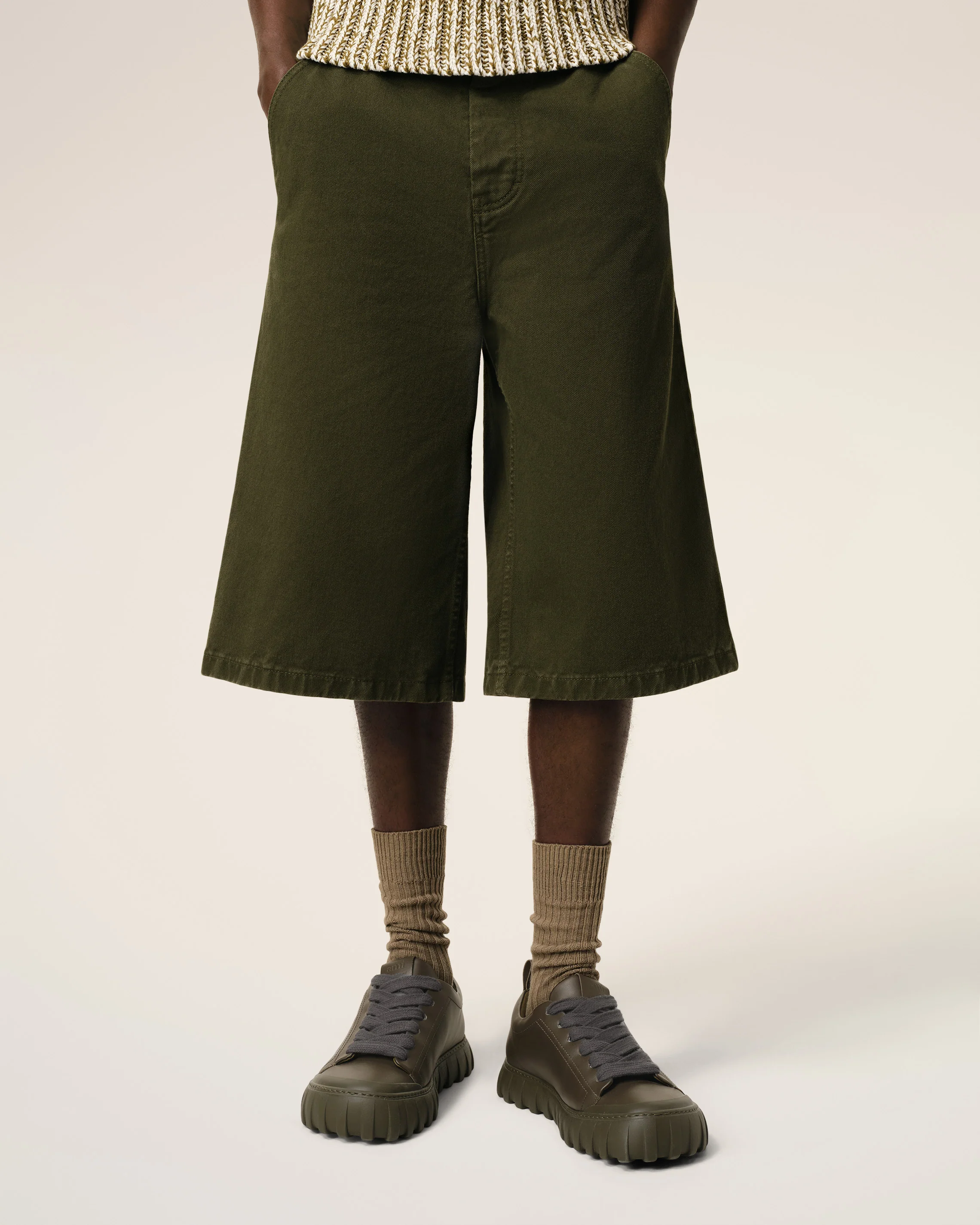 Green Leather Low Top Tempo Sneakers