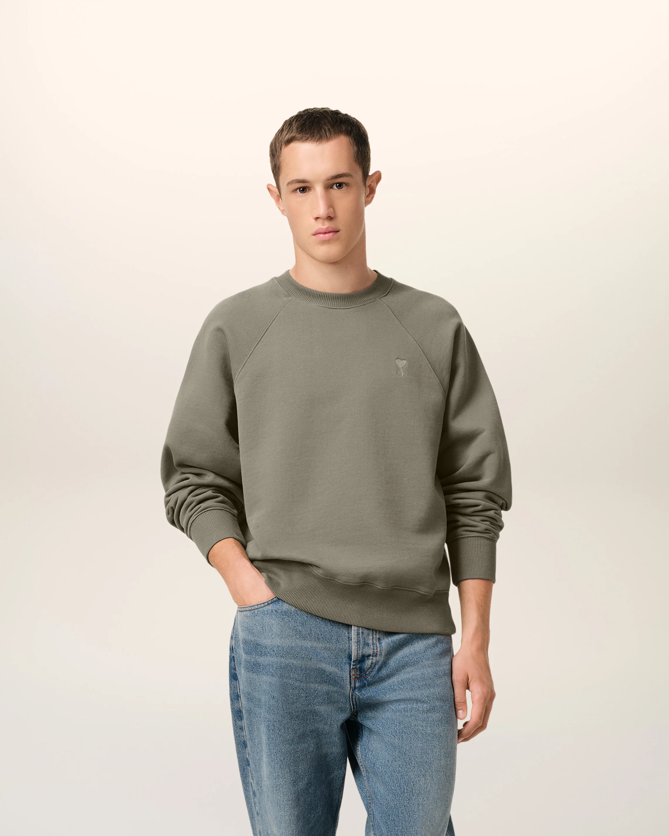 Taupe Cotton Tonal Ami de Coeur Sweatshirt