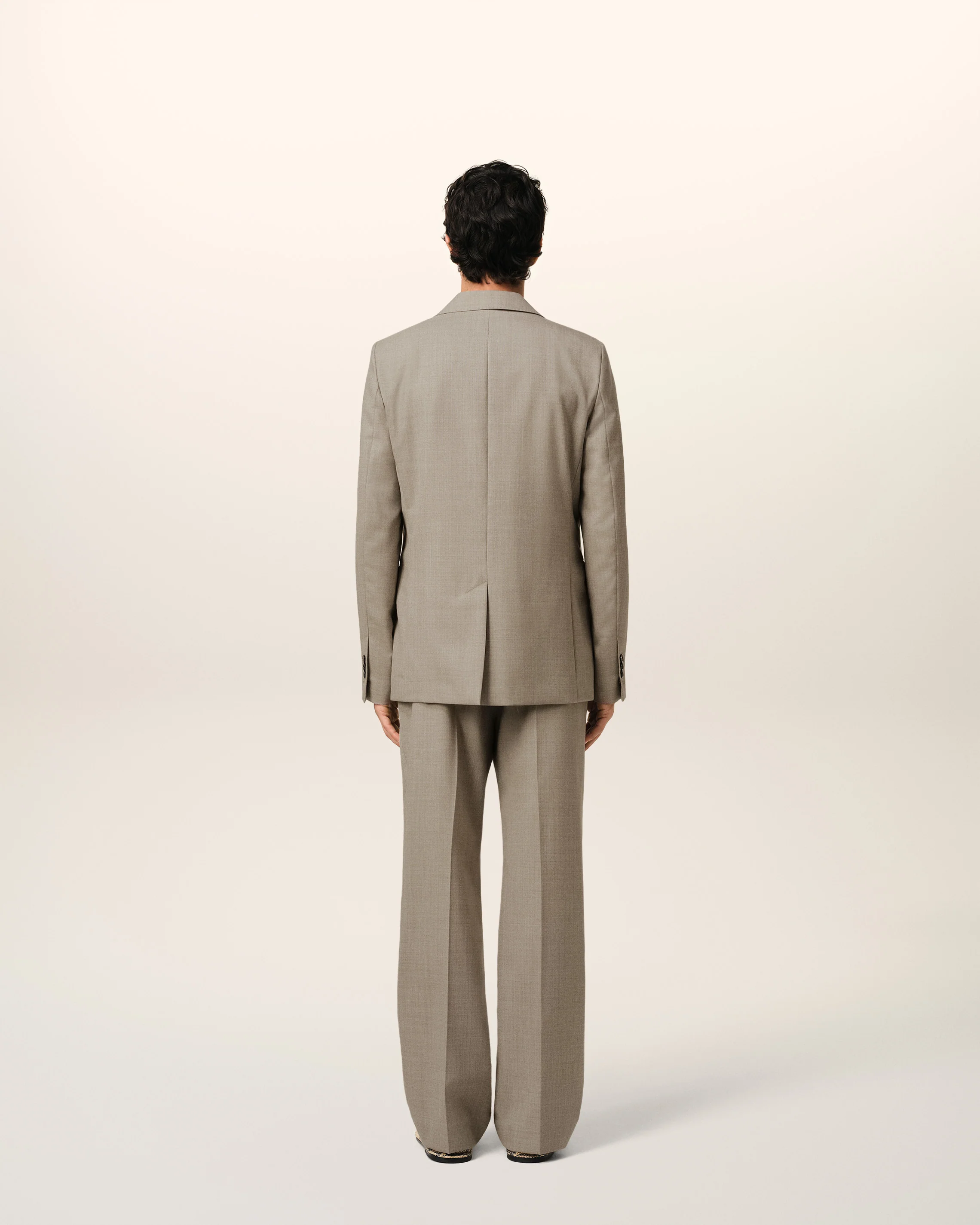 Beige Wool Two Buttons Jacket