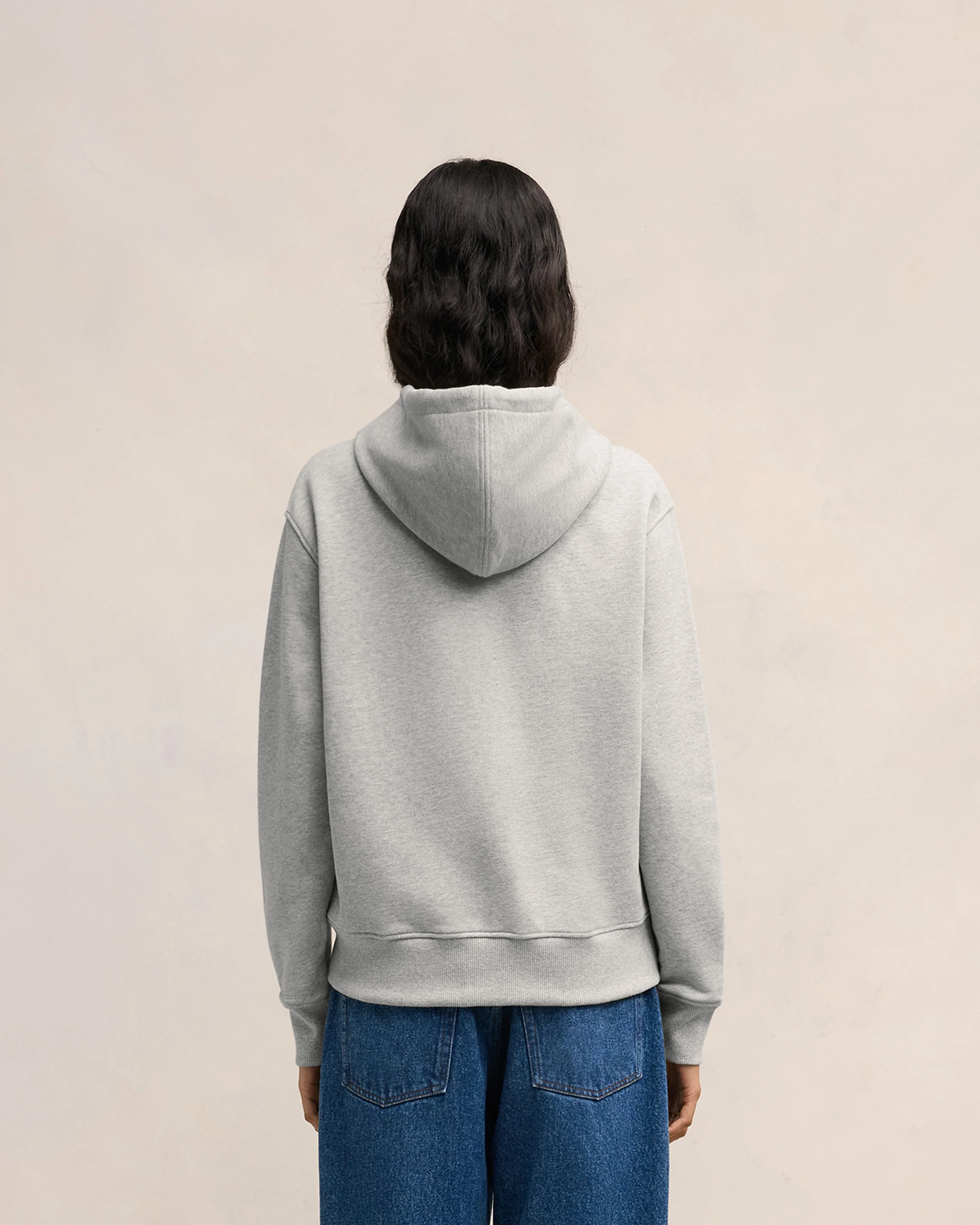 Grey Cotton Ami de Coeur Zipped Hoodie