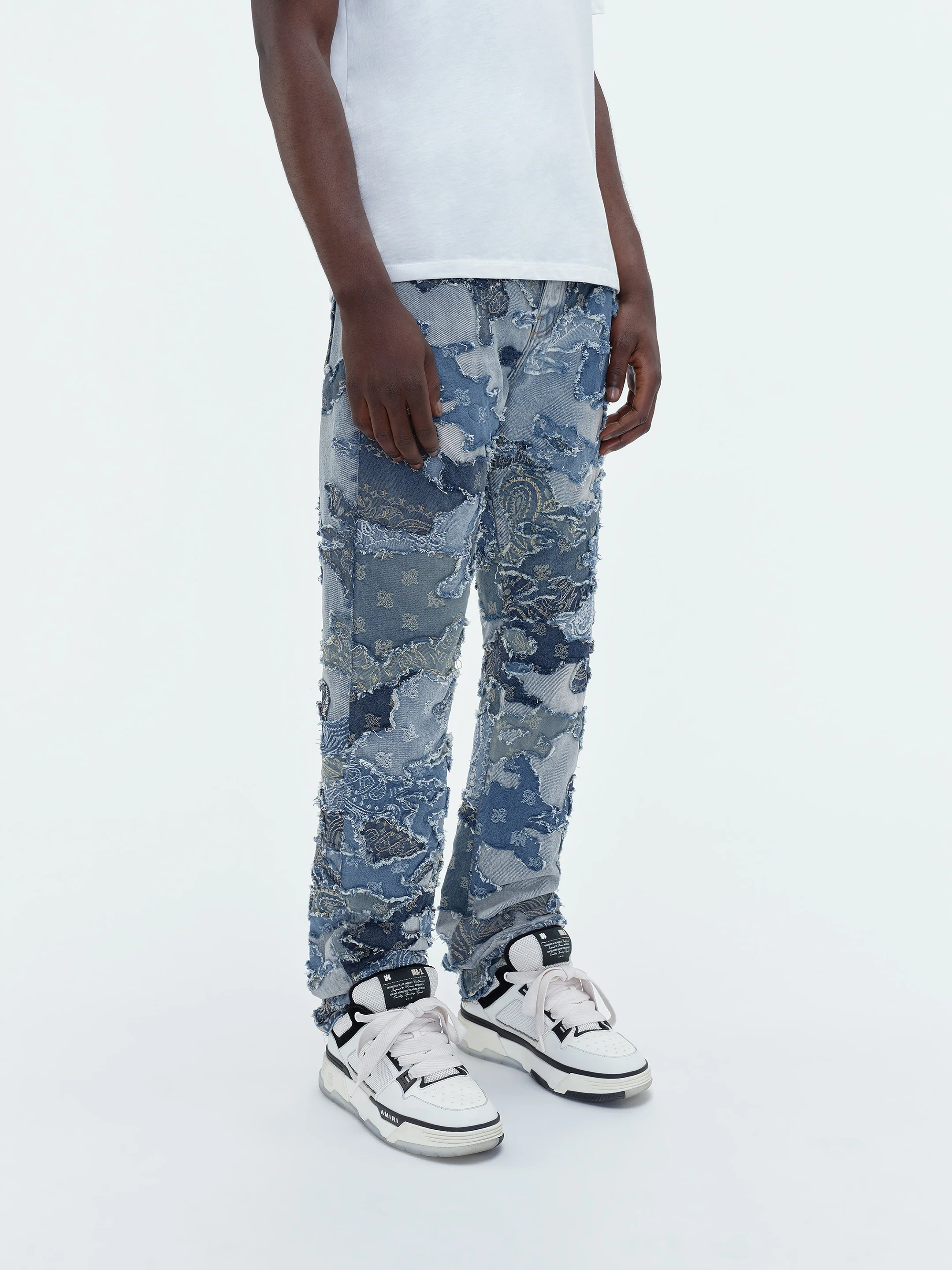 PATCHWORK CAMO STRAIGHT JEAN - Perfect Indigo