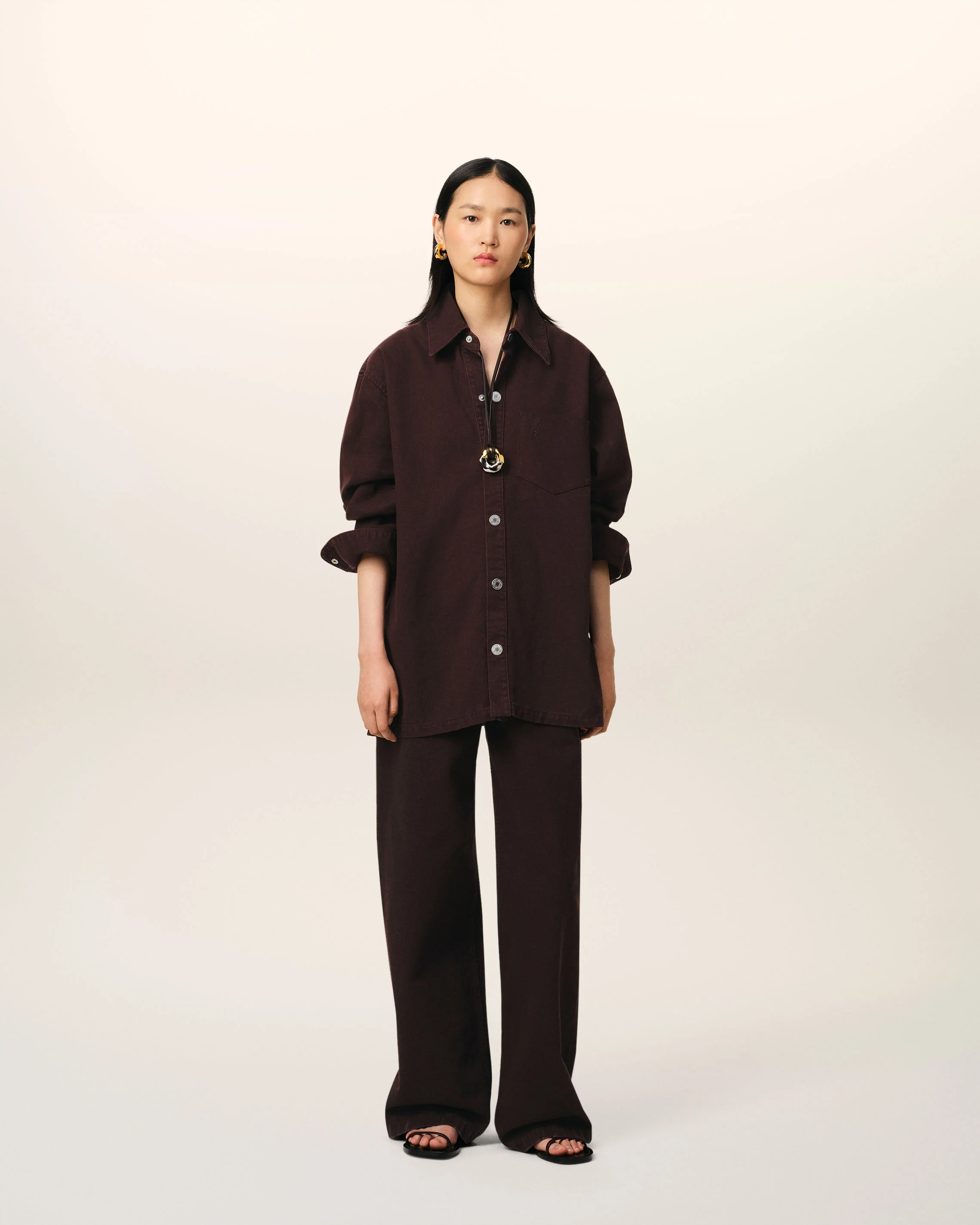 Burgundy Cotton Ami de Coeur Overshirt