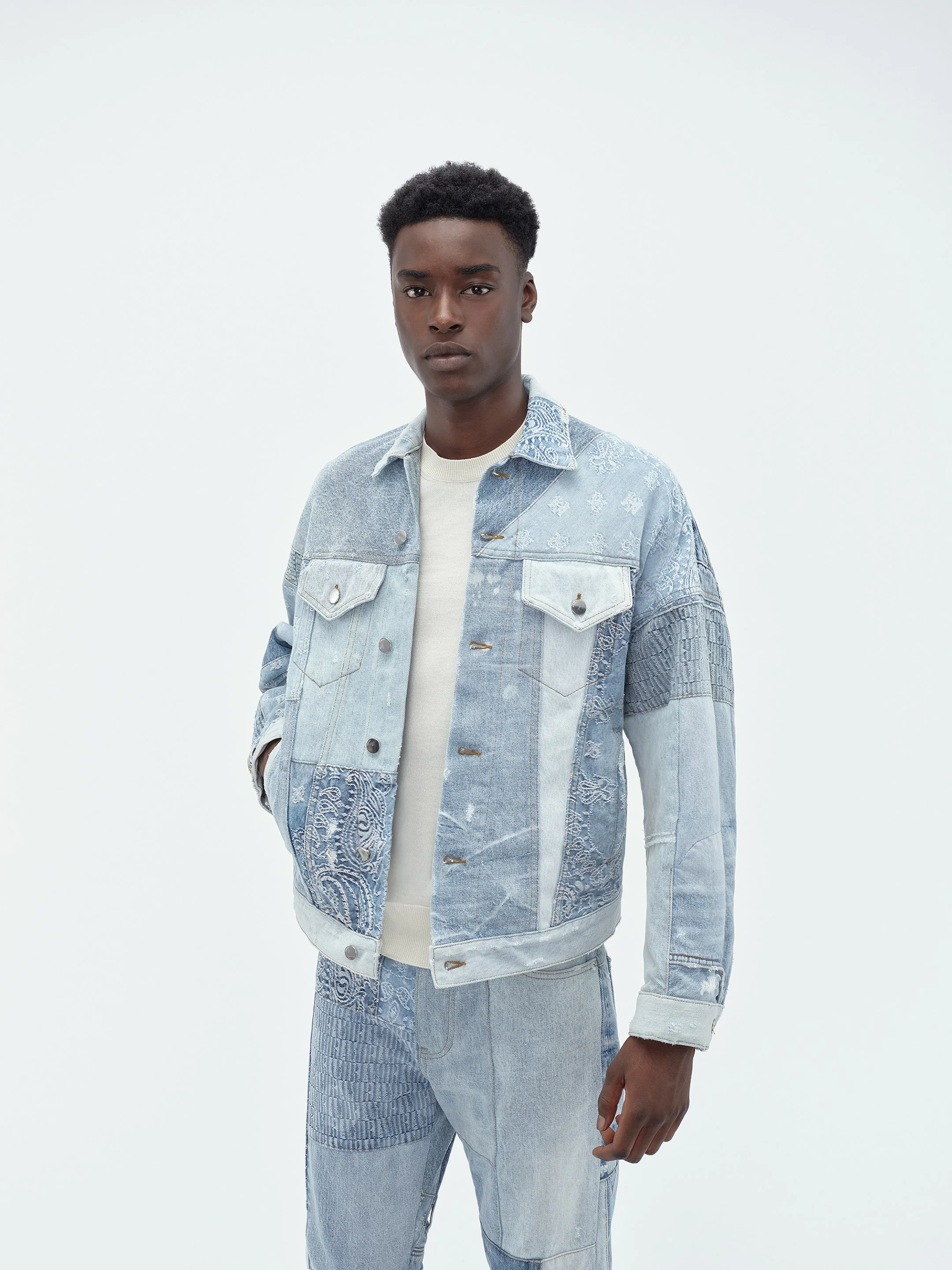 PATCHWORK TRUCKER JACKET - Multi