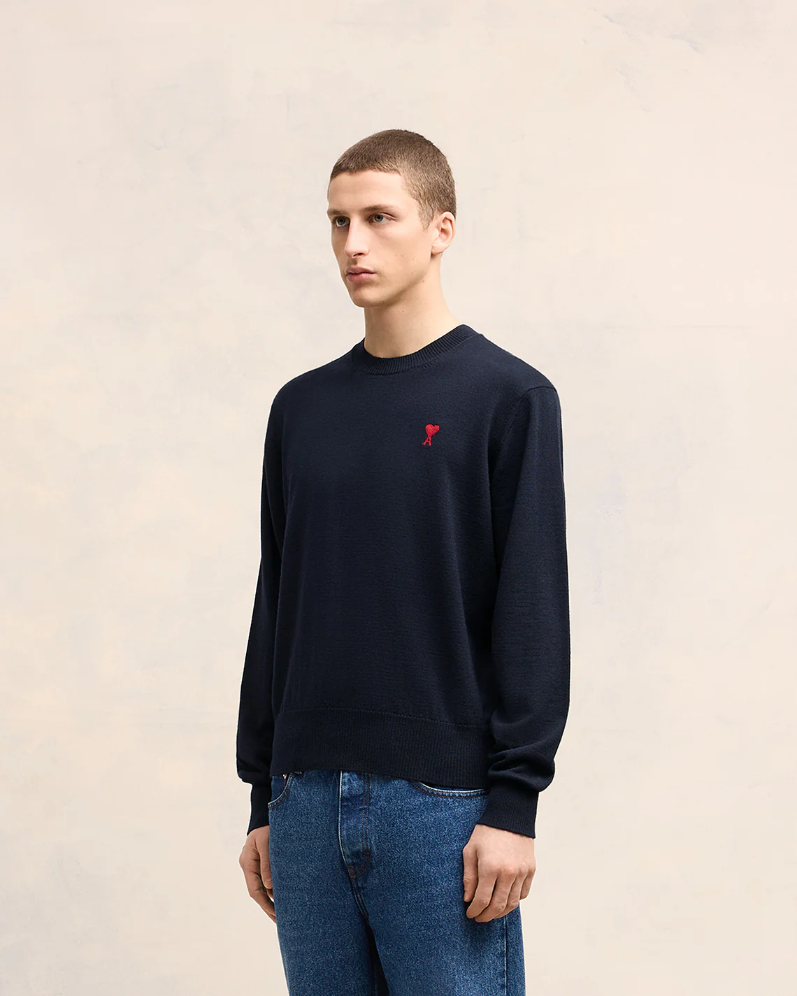 Ami de Coeur Embroidery Crew Neck Sweater