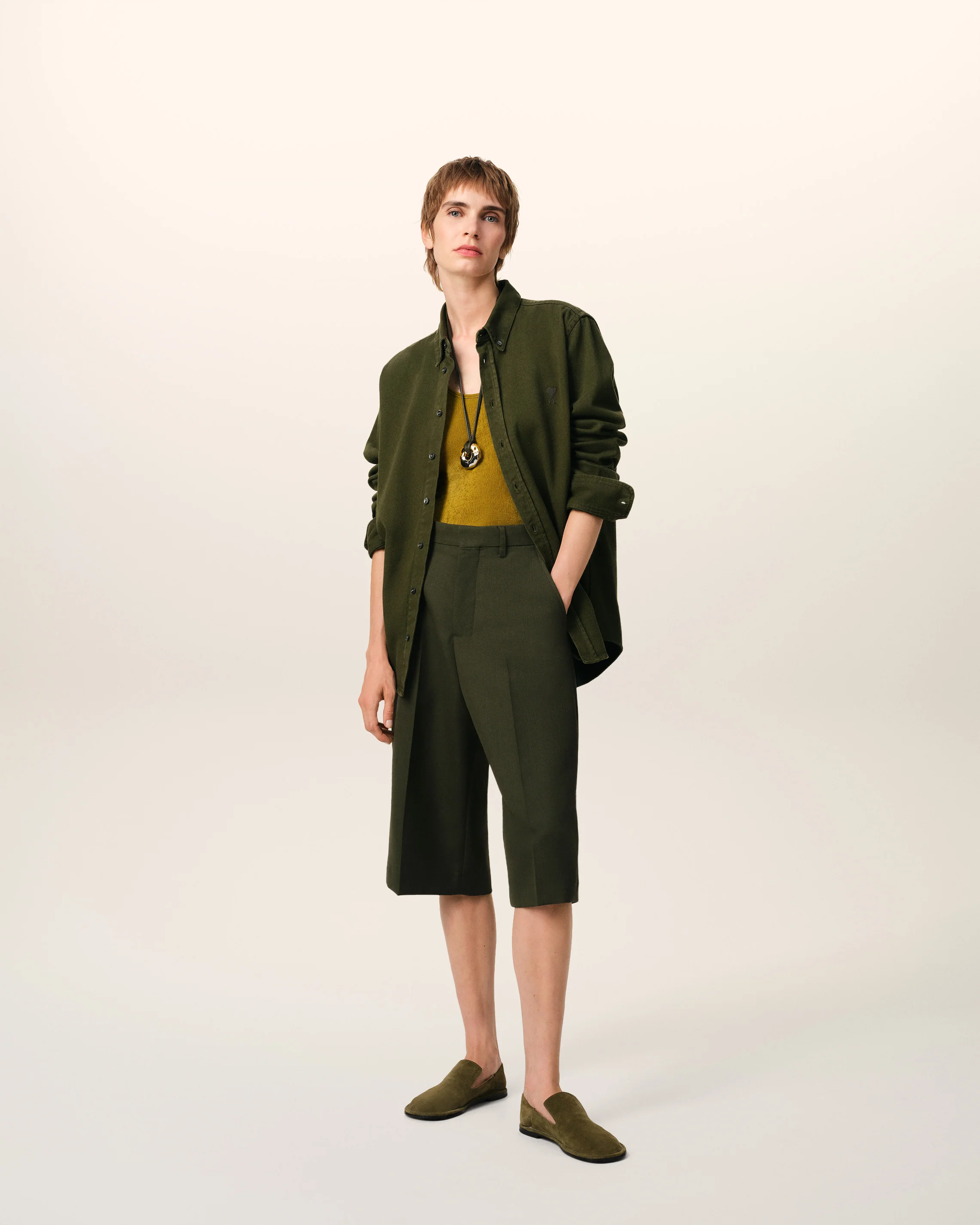 Green Cotton Button-Down Ami de Coeur Shirt