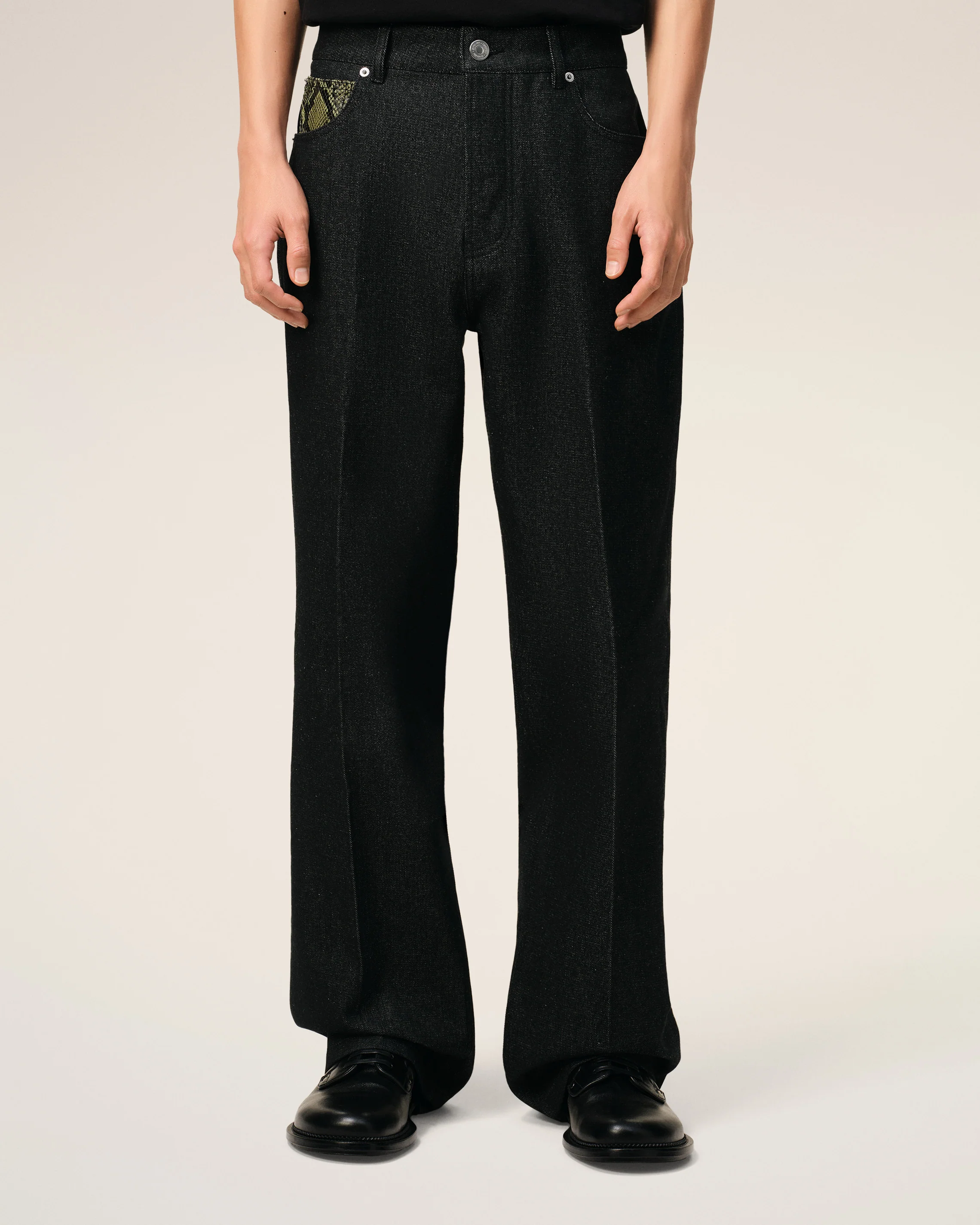 Black Cotton Large Fit Jeans