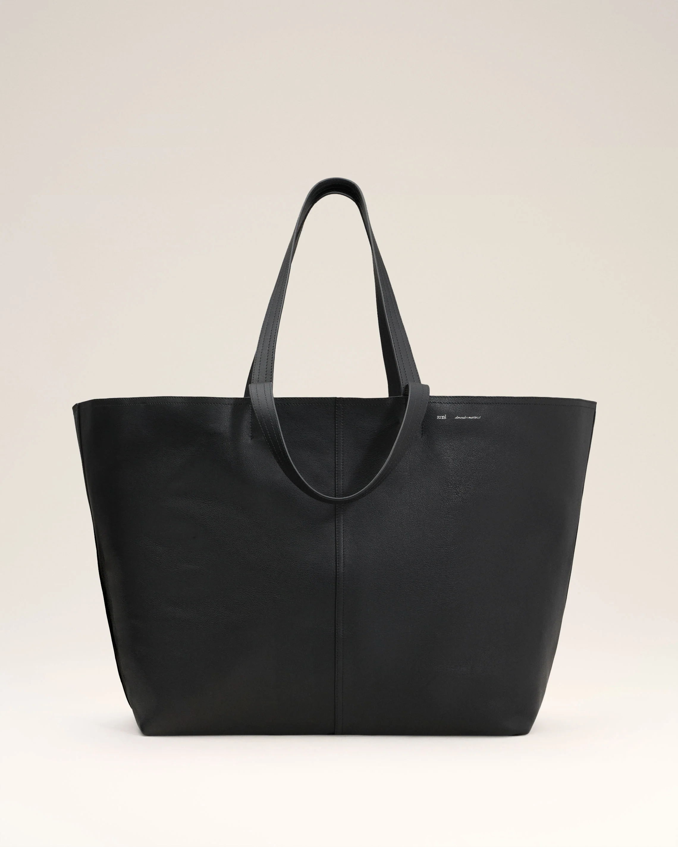 Black Leather Midi Maxi Tote Bag
