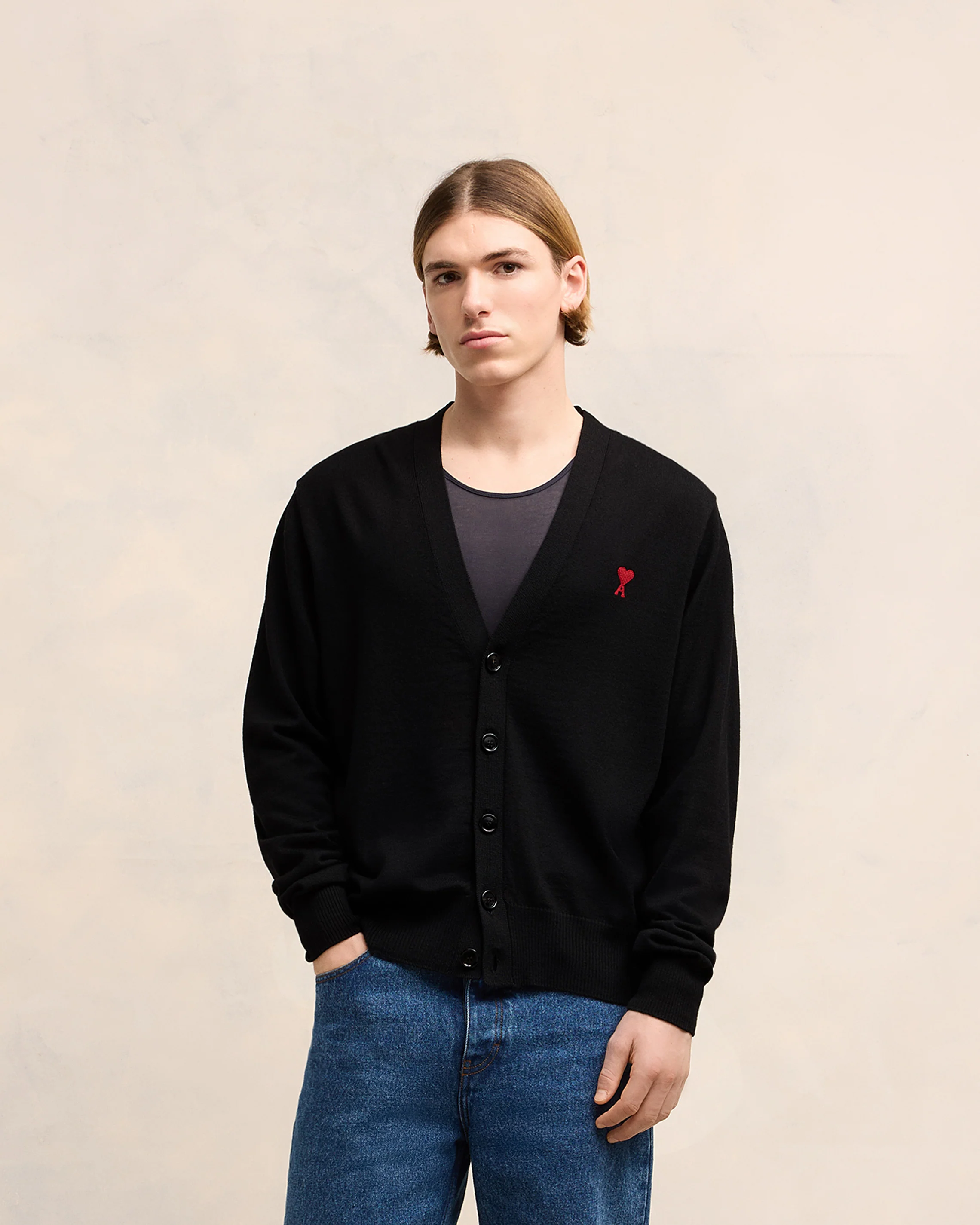 Black Wool Ami de Coeur Cardigan