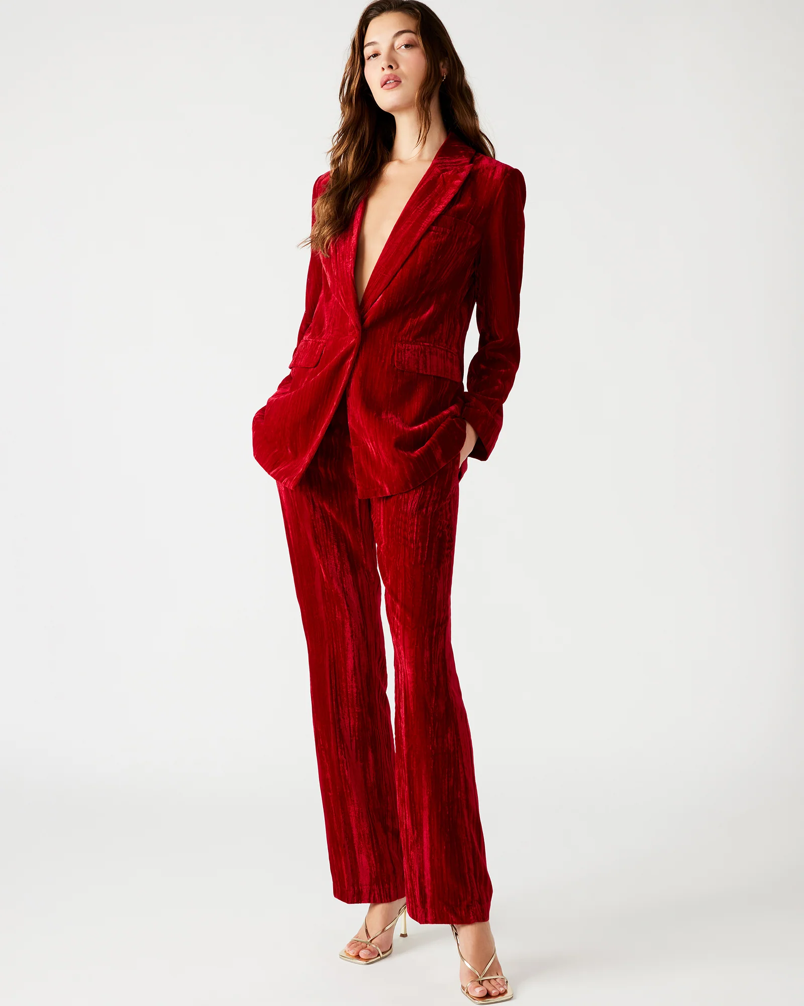 MERCER CRUSHED VELVET PANT RED