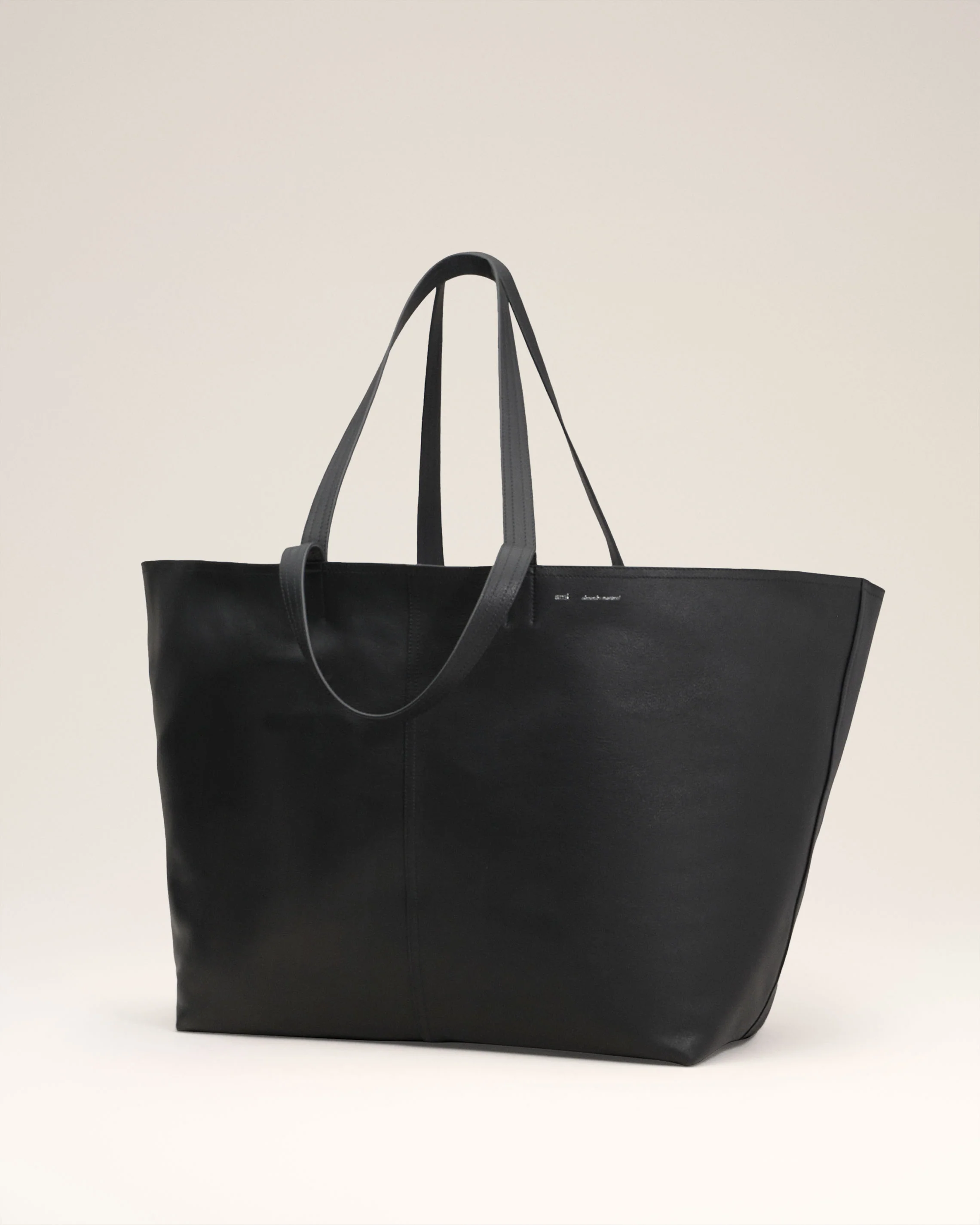 Black Leather Midi Maxi Tote Bag