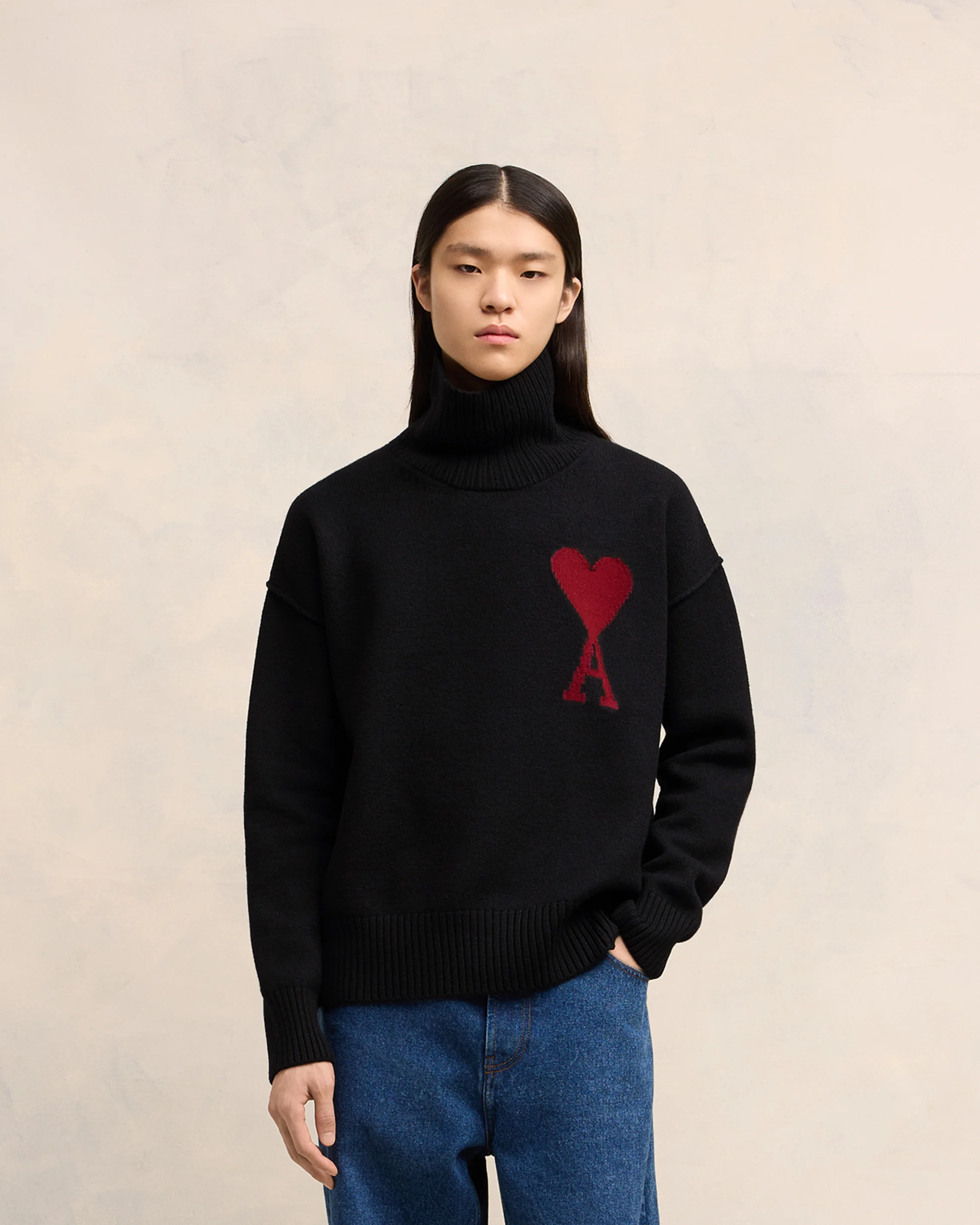 Black Wool Ami de Coeur Sweater