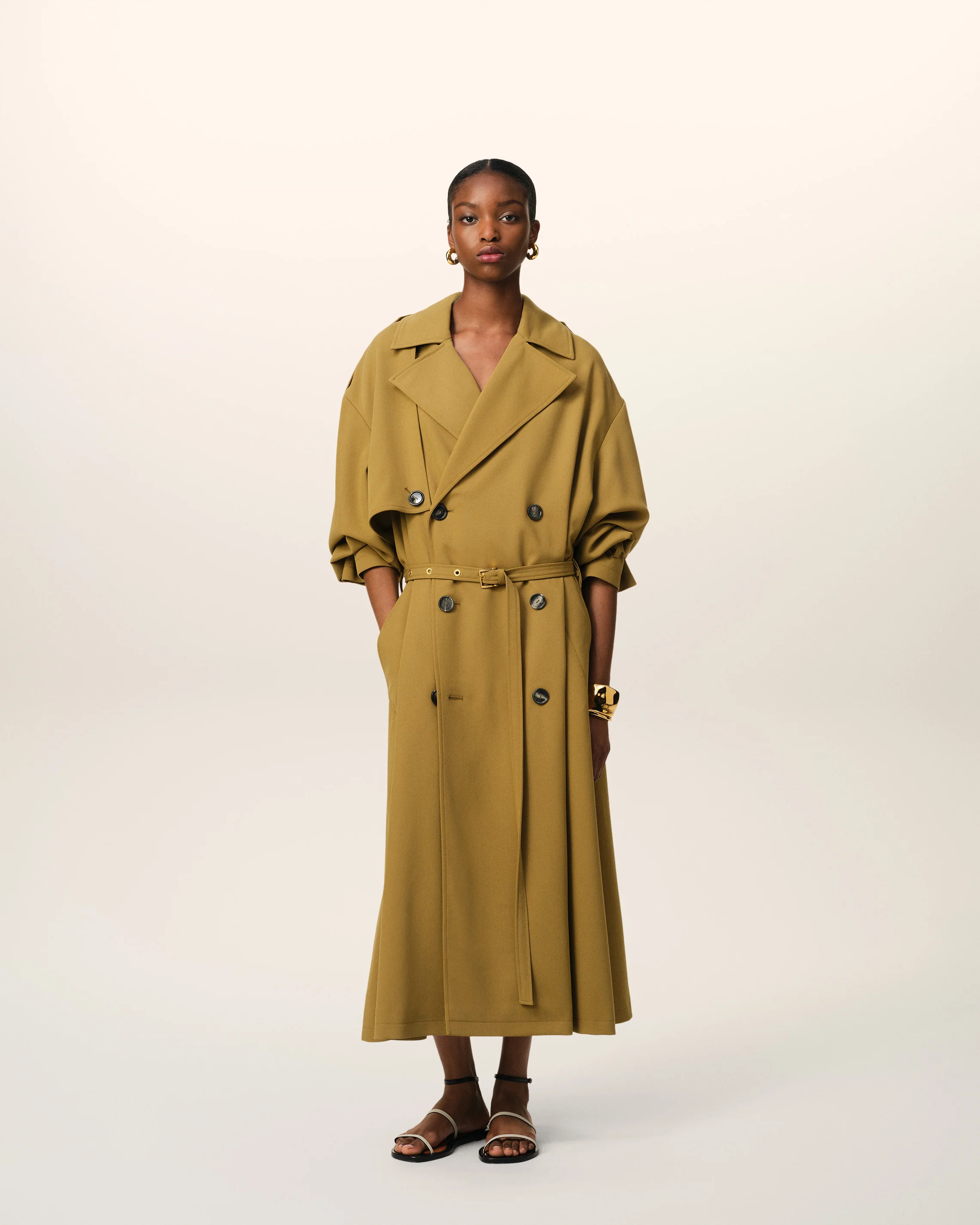 Mustard Wool Trench Coat
