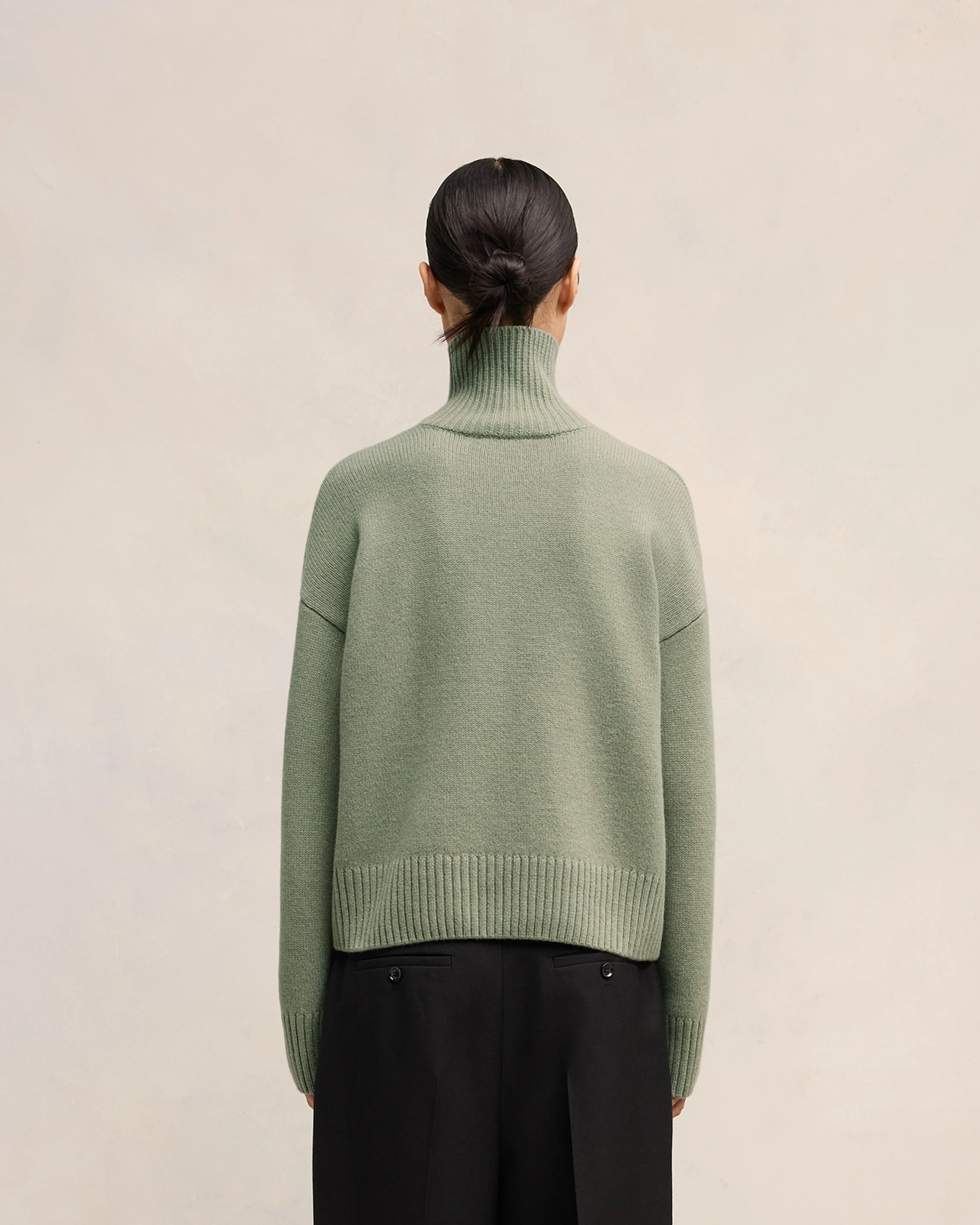 Embossed Ami de Coeur Funnel Neck Sweater