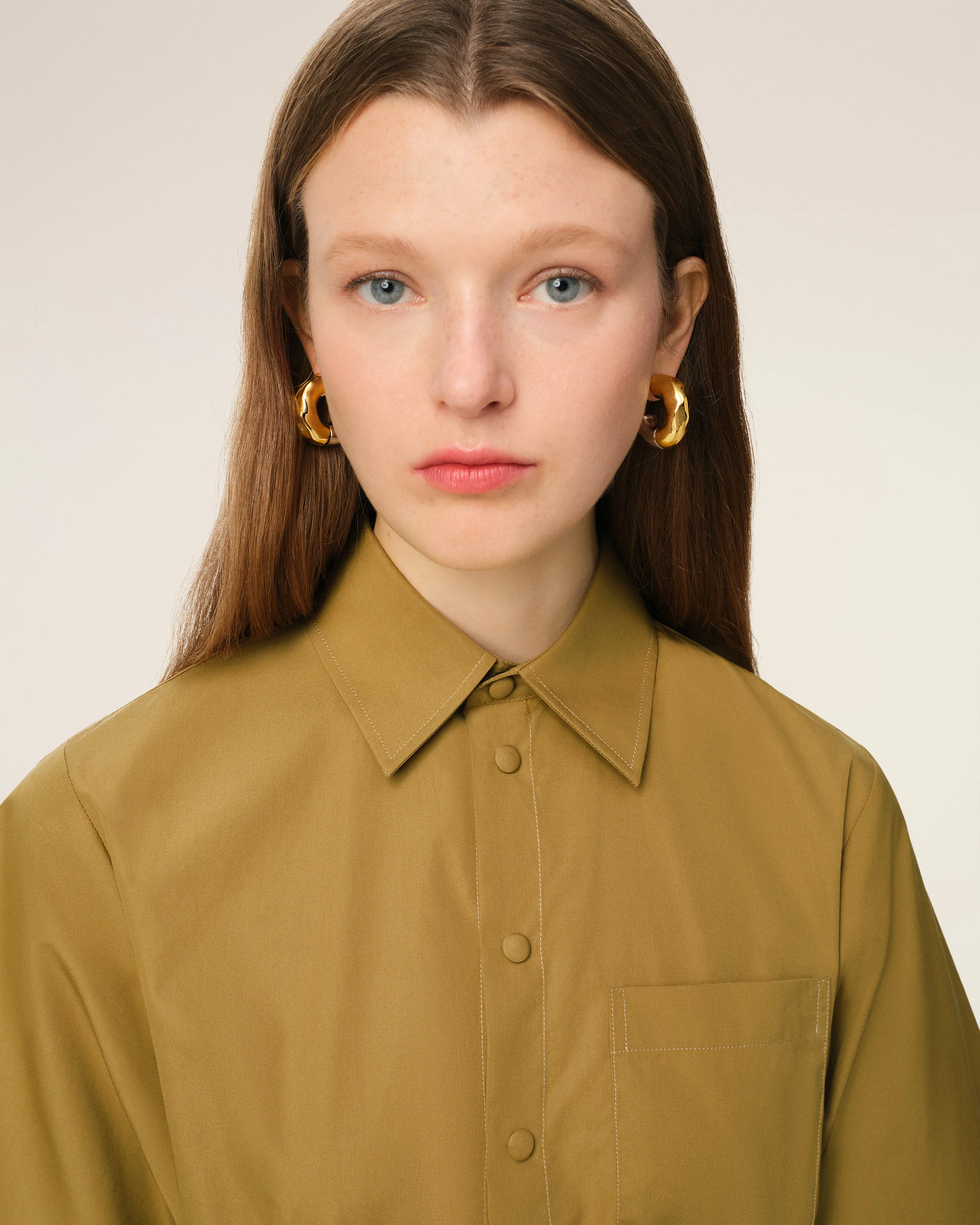 Mustard Cotton Short Sleeve Shirt Dress