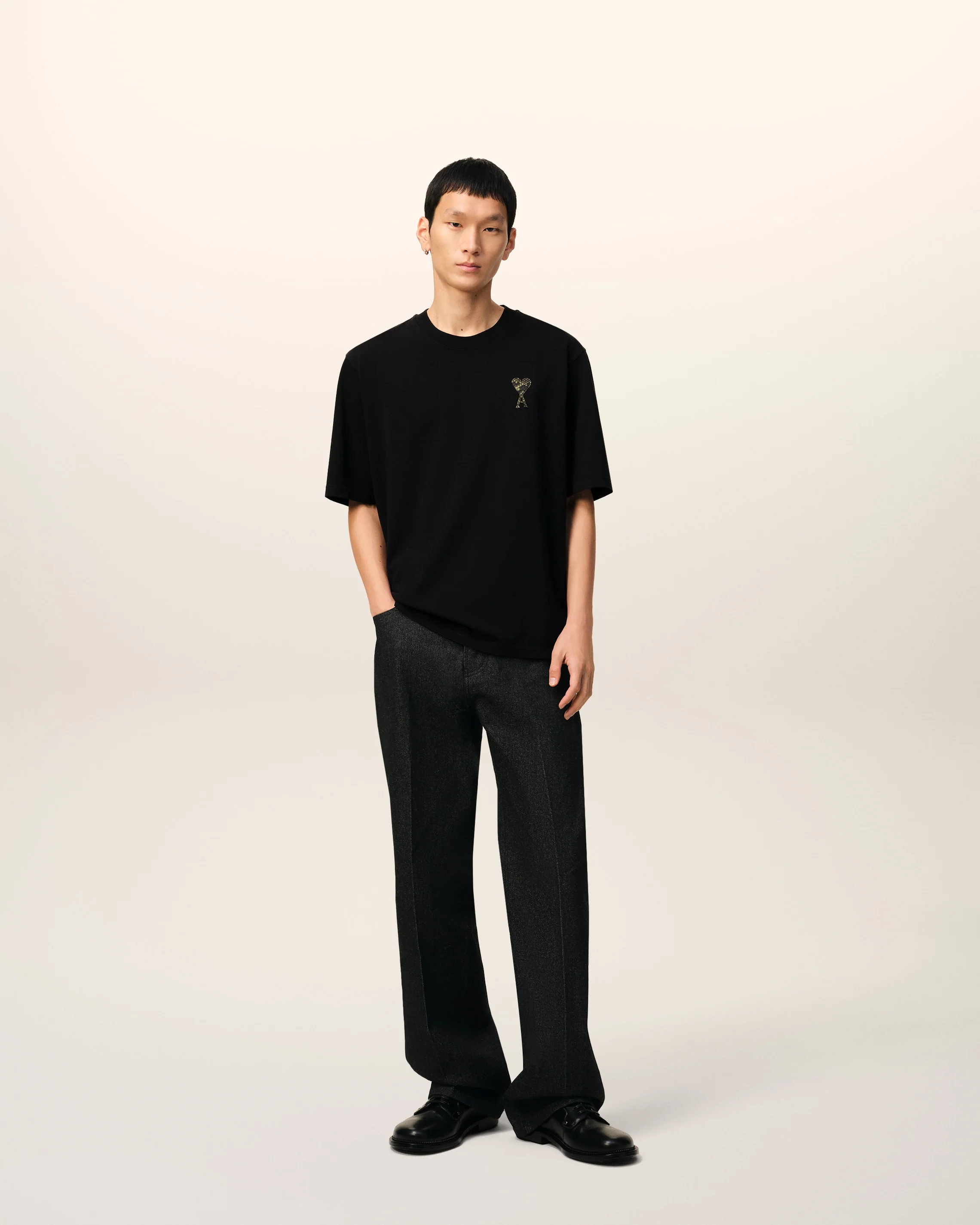 Black Cotton Ami de Coeur T-shirt