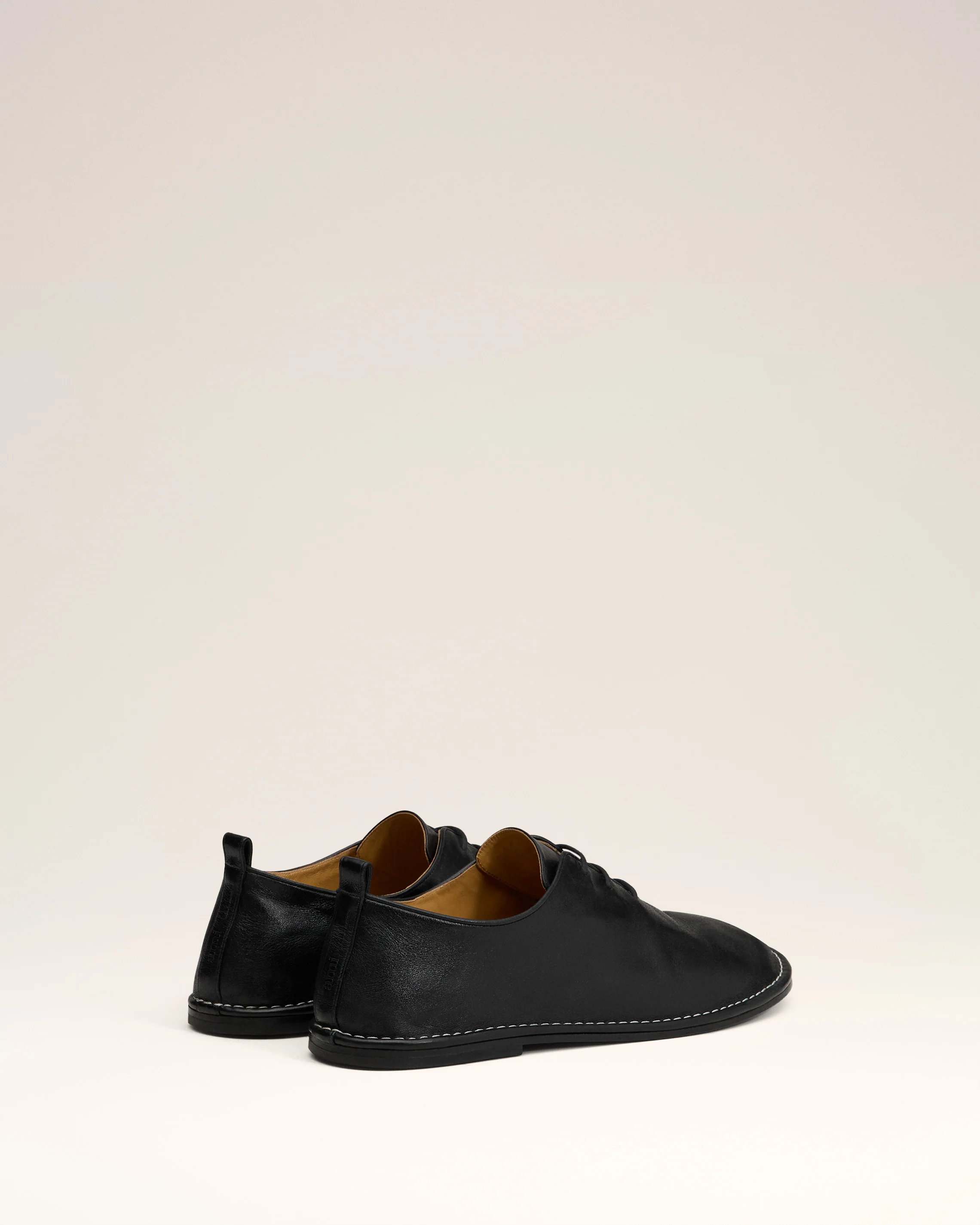 Black Leather One Cut Shoes