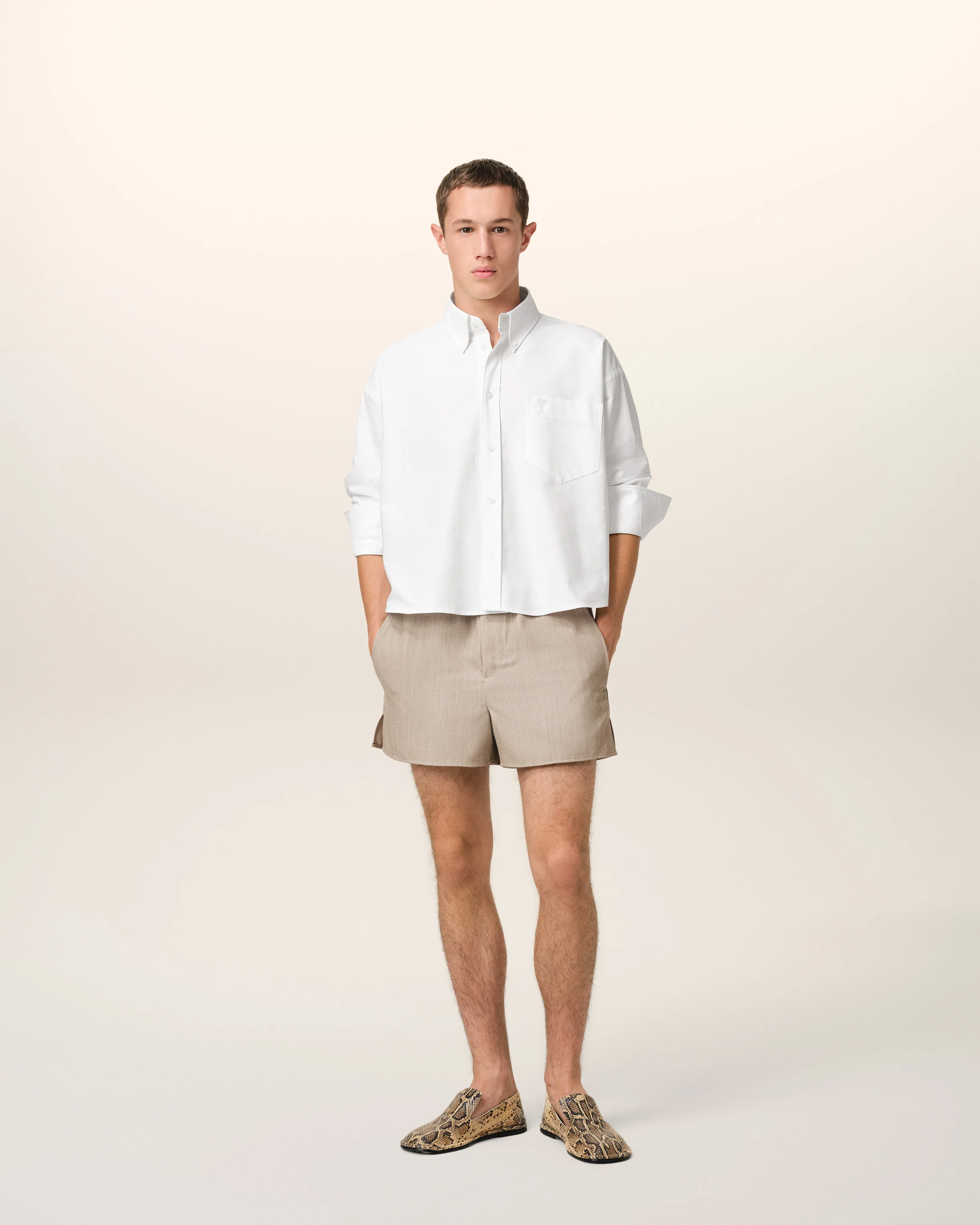 White Cotton Cropped Oversized Shirt