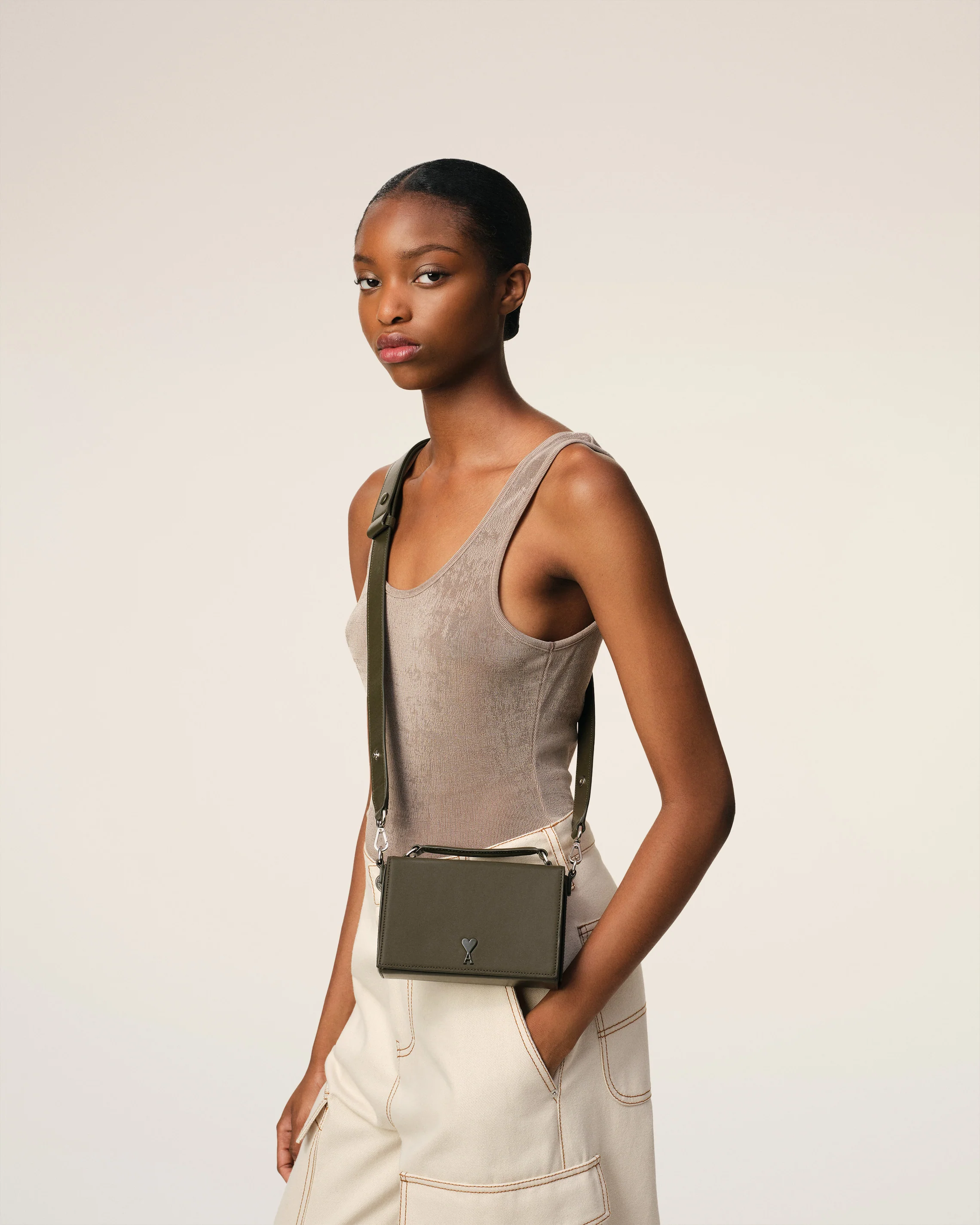 Green Leather Ami de Coeur Lunch Box Bag