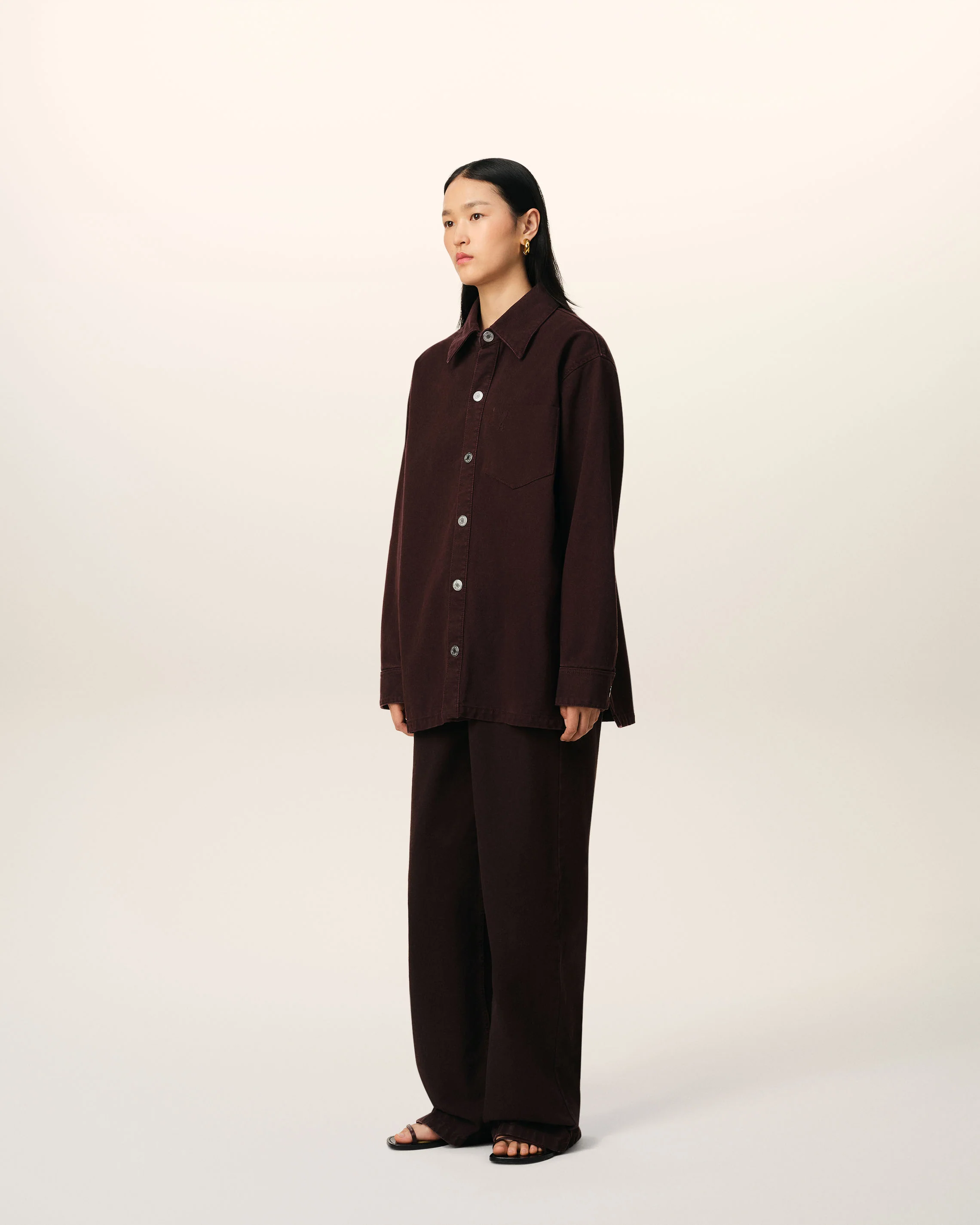 Burgundy Cotton Ami de Coeur Overshirt