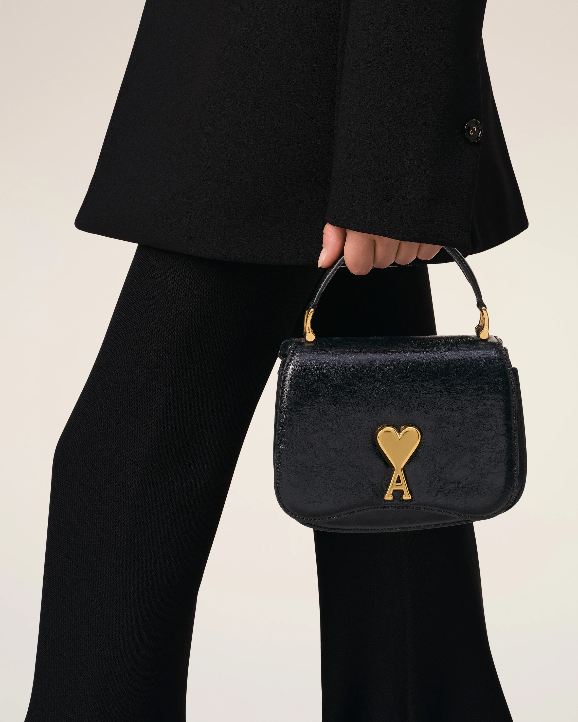 Black Leather Top Handle Paris Paris Bag