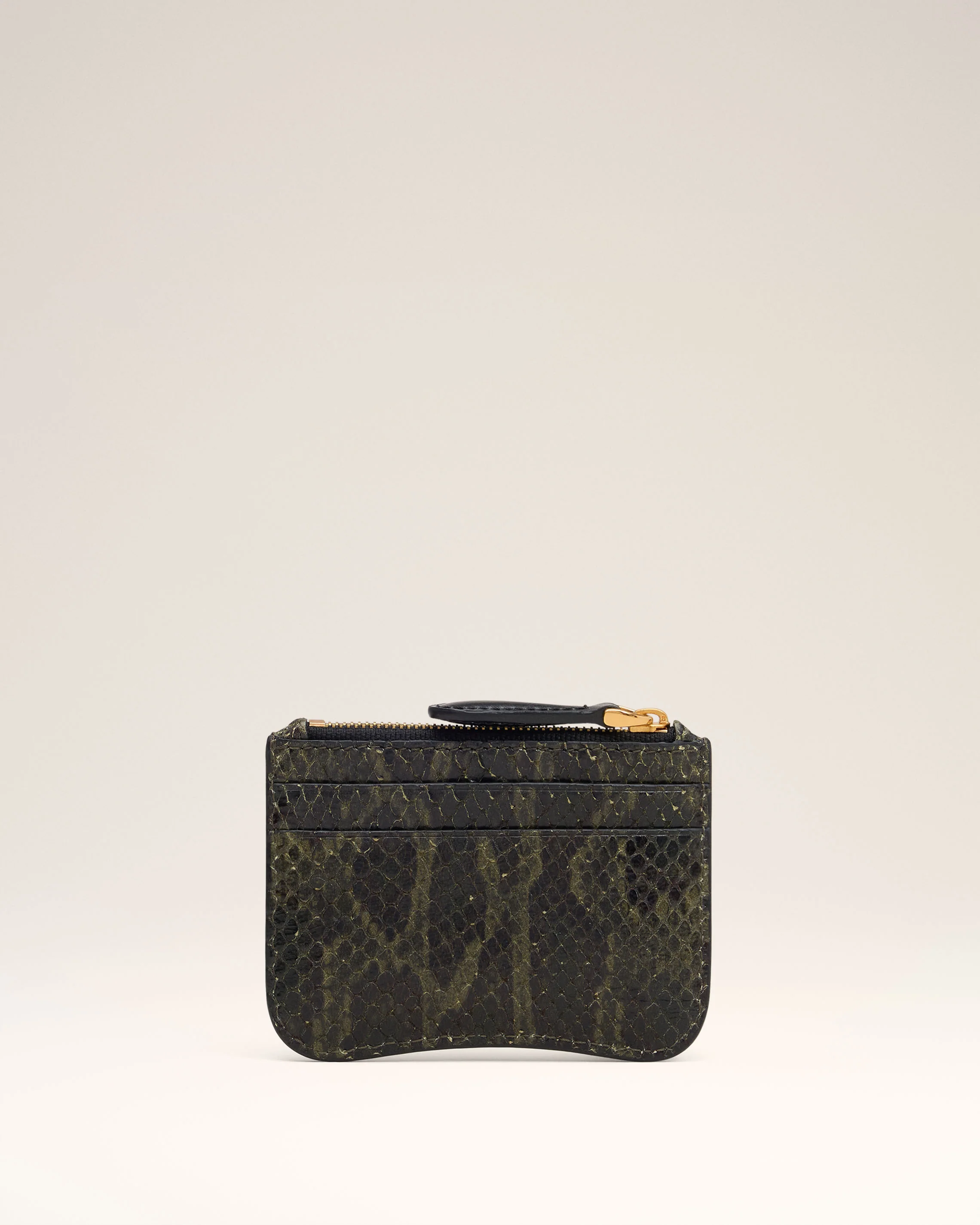 Green Leather Zipped Card Holder