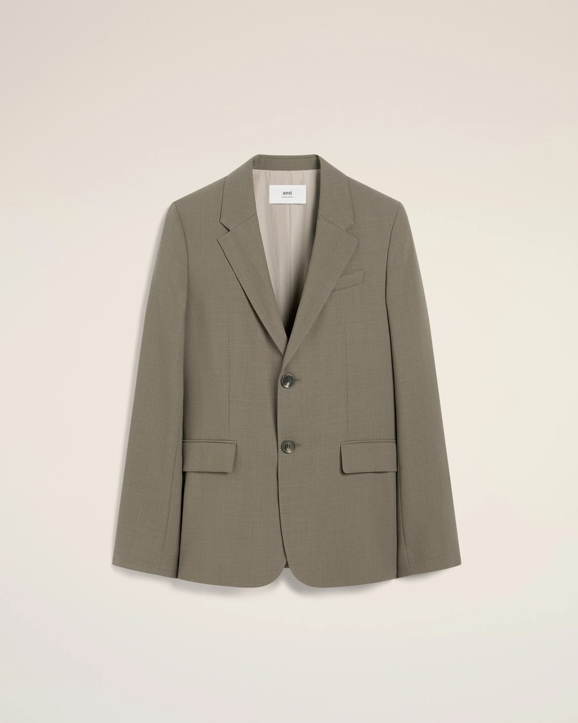 Taupe Wool Two Buttons Jacket