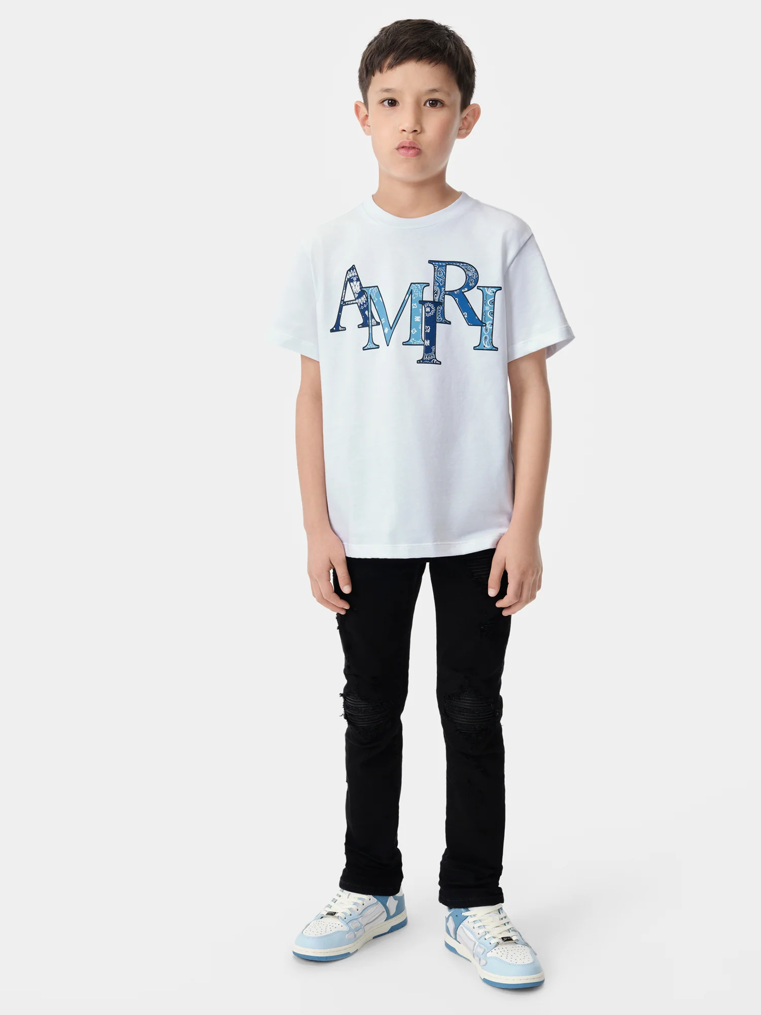 KIDS - KIDS' AMIRI BANDANA STAGGERED TEE - White