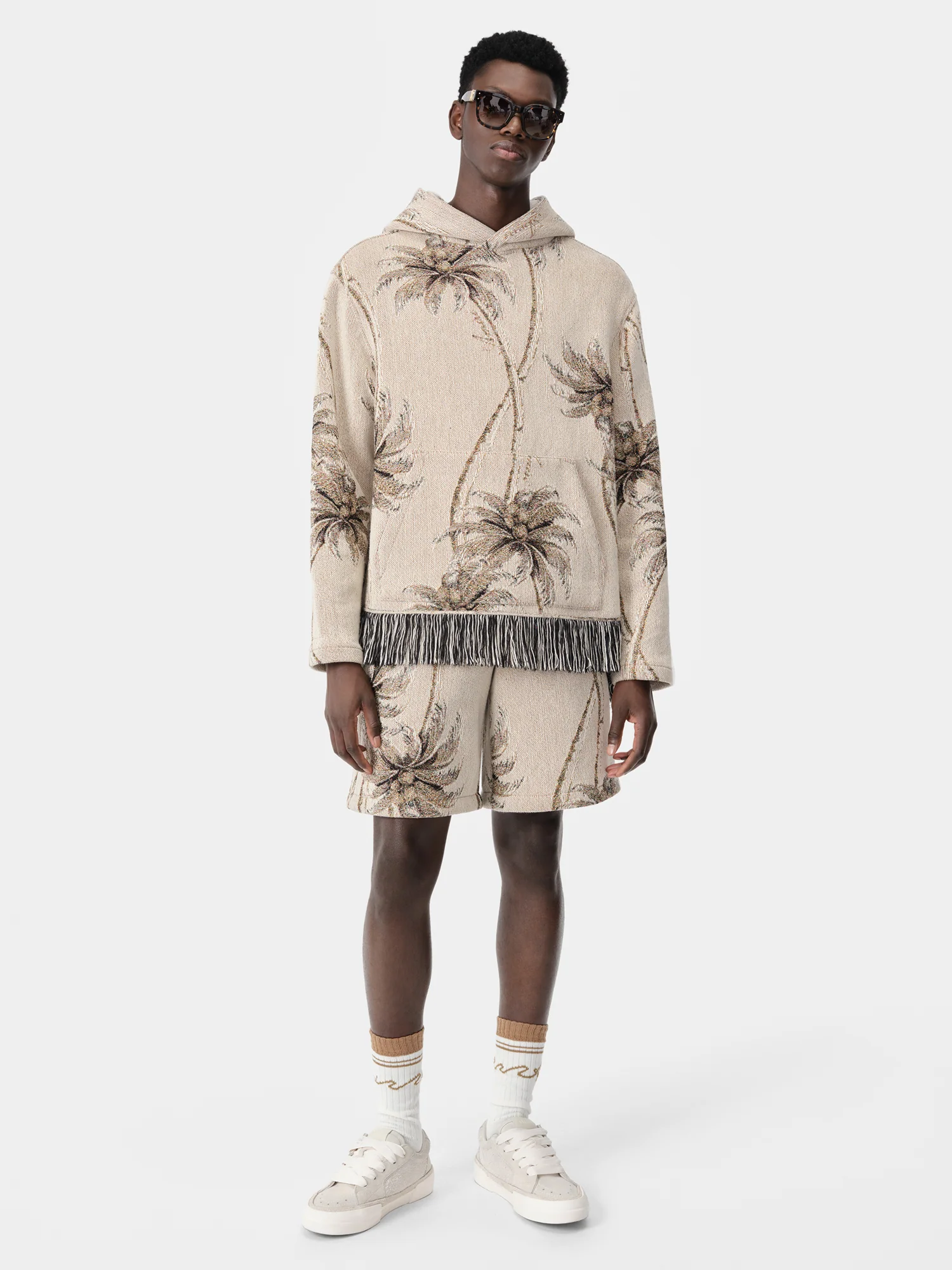 TWISTED PALMS TAPESTRY HOODIE - Alabaster