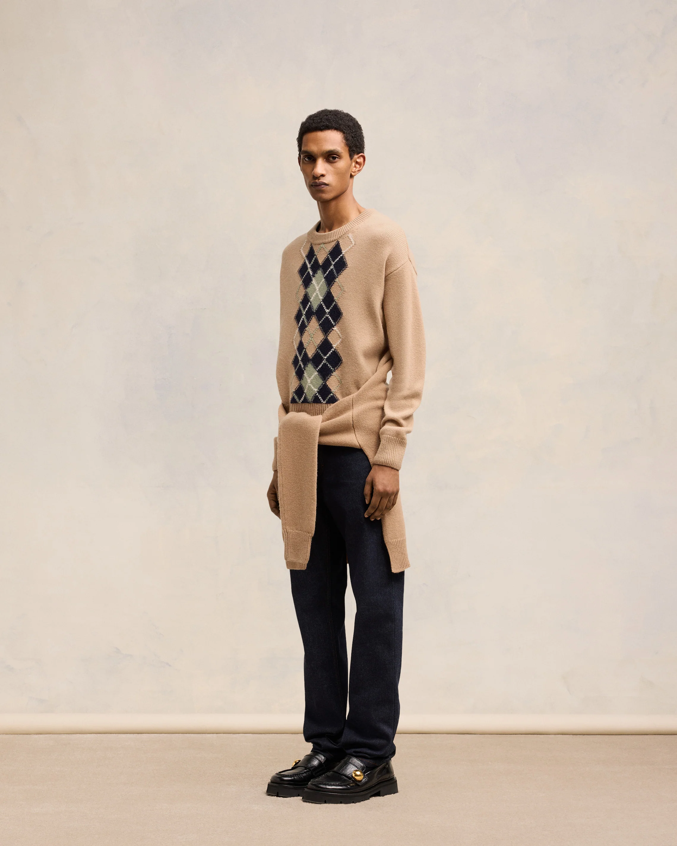 Argyle Double Crewneck Sweater