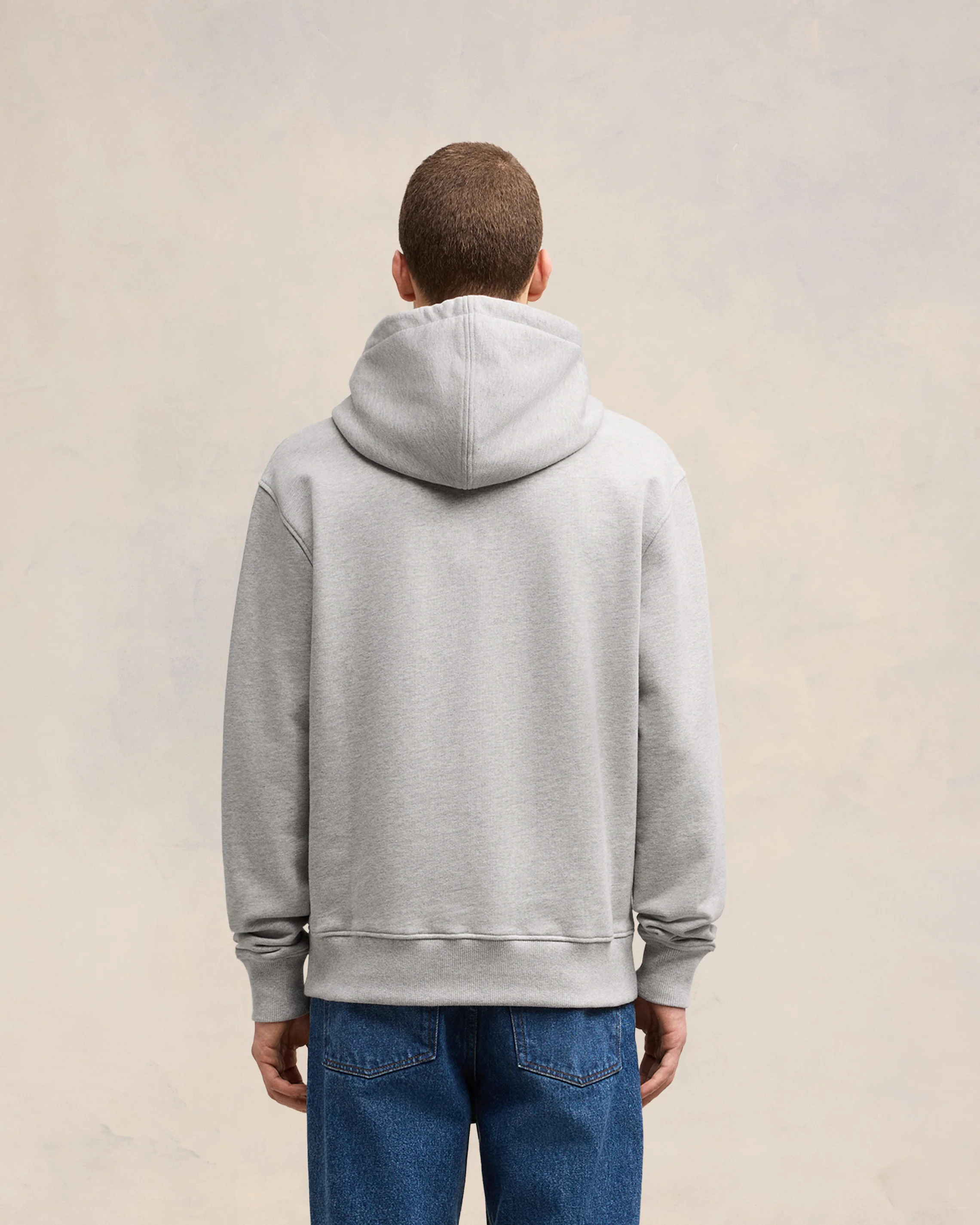 Grey Cotton Ami de Coeur Zipped Hoodie