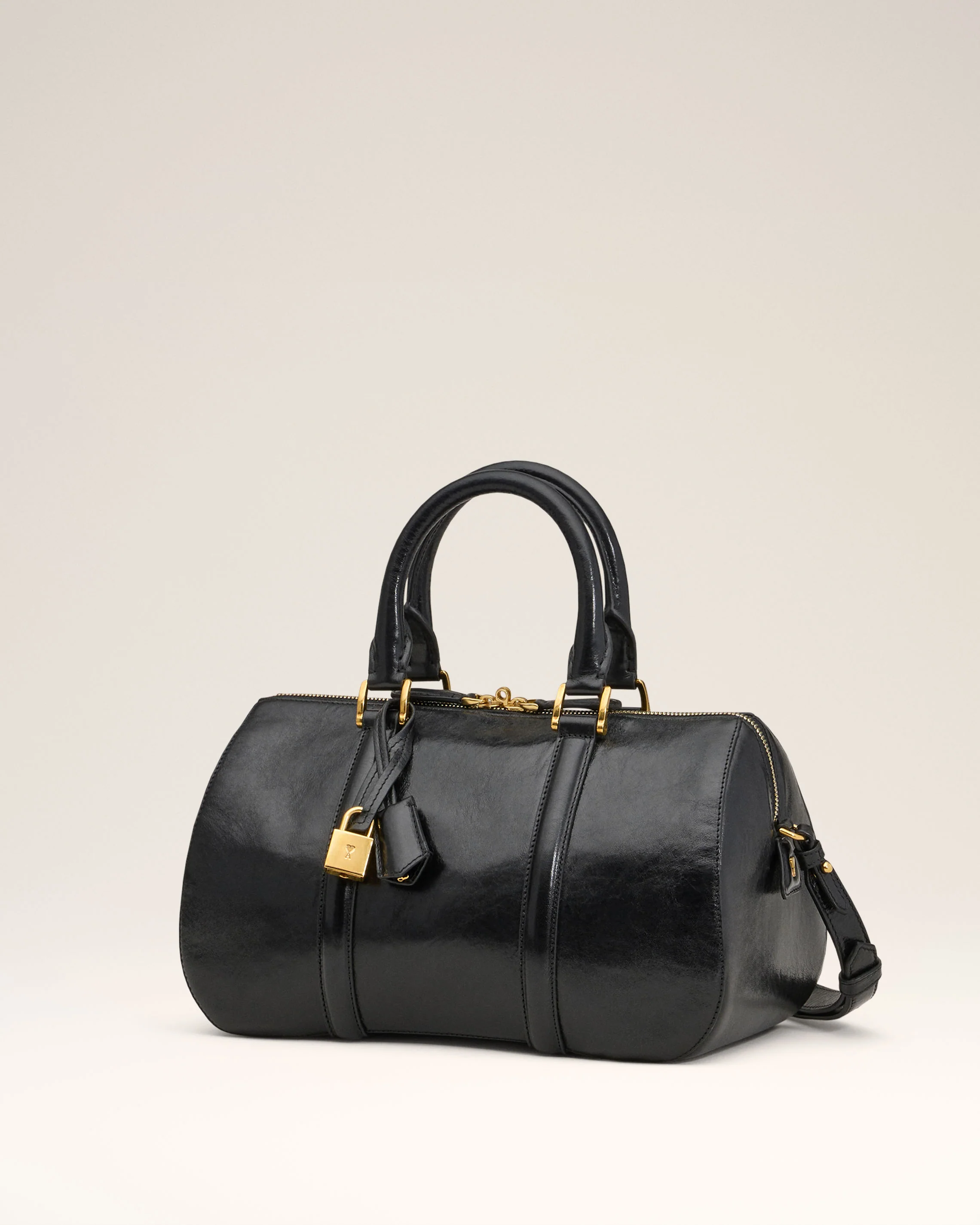 Black Leather Boston Bag