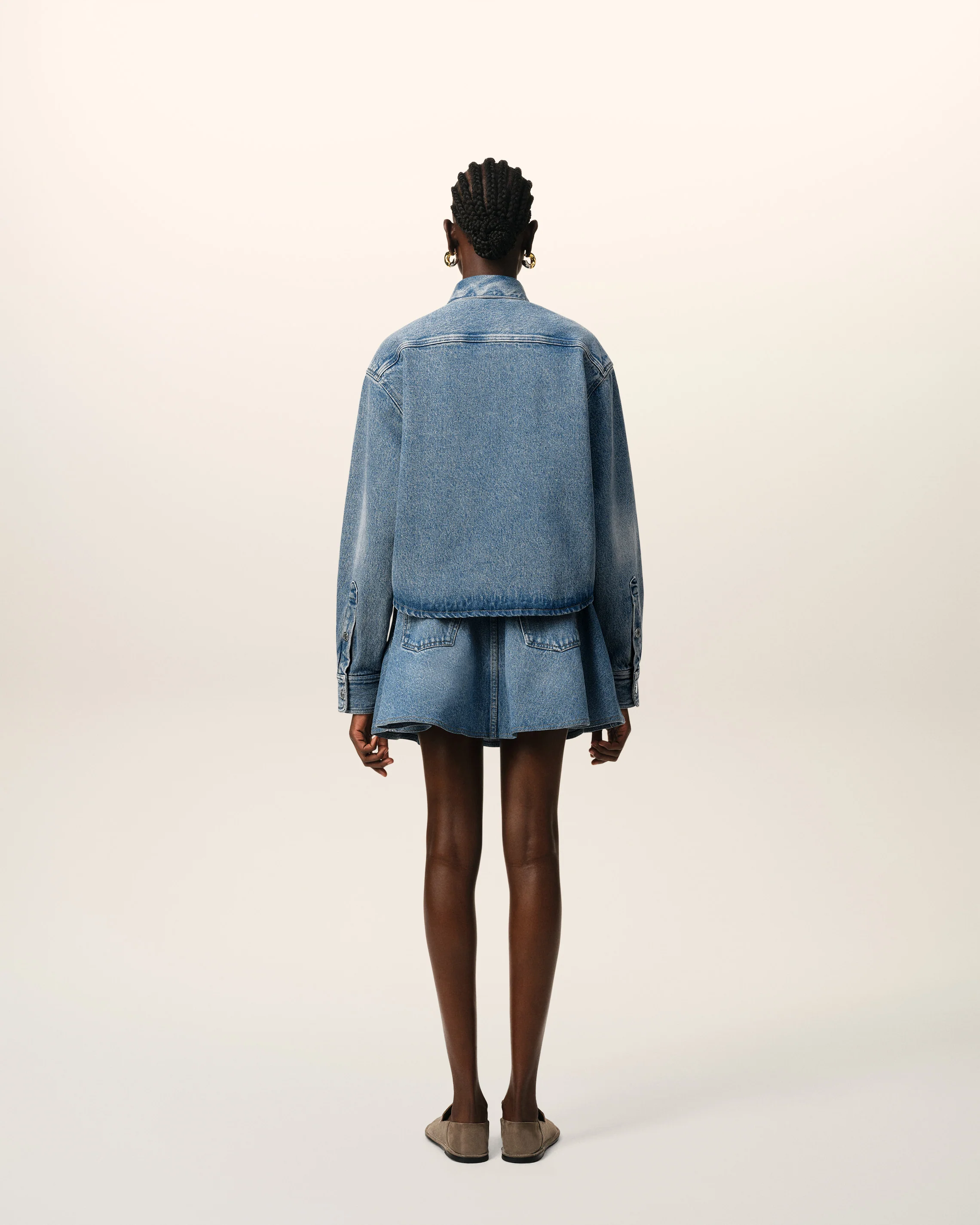 Blue Cotton Ami de Coeur Cropped Shirt