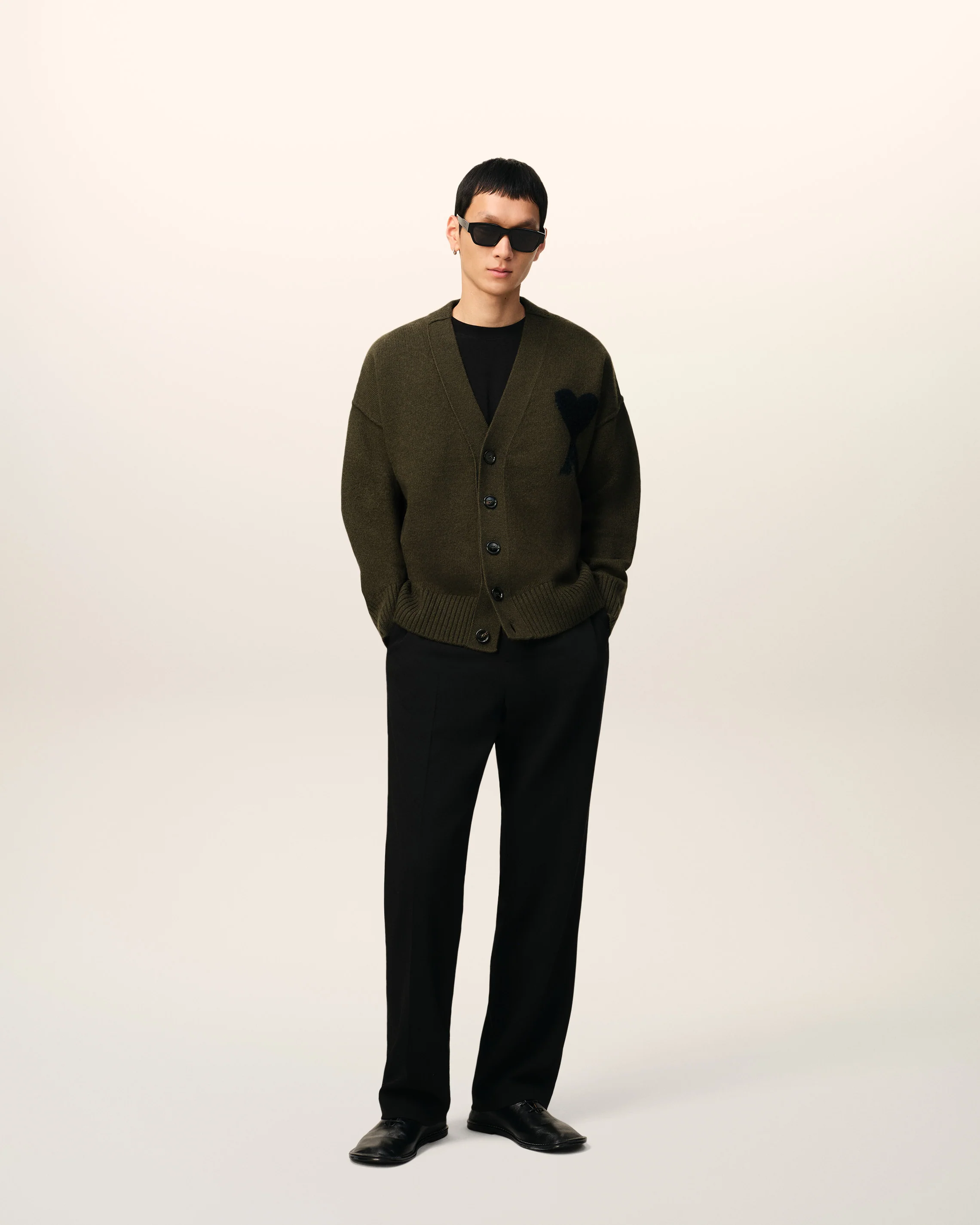 Khaki Wool Ami De Coeur Cardigan