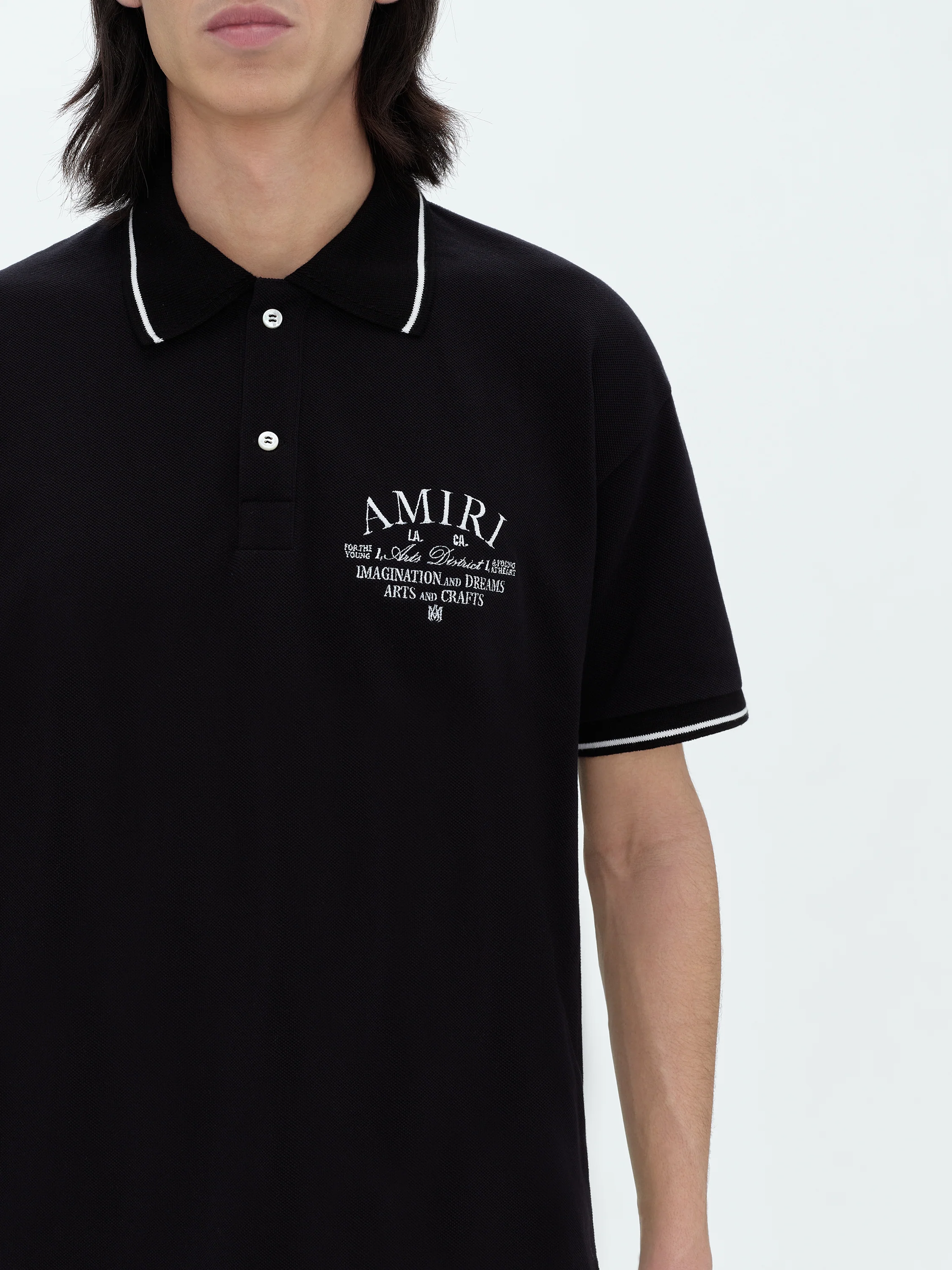 AMIRI ARTS DISTRICT PIQUE POLO - BLACK