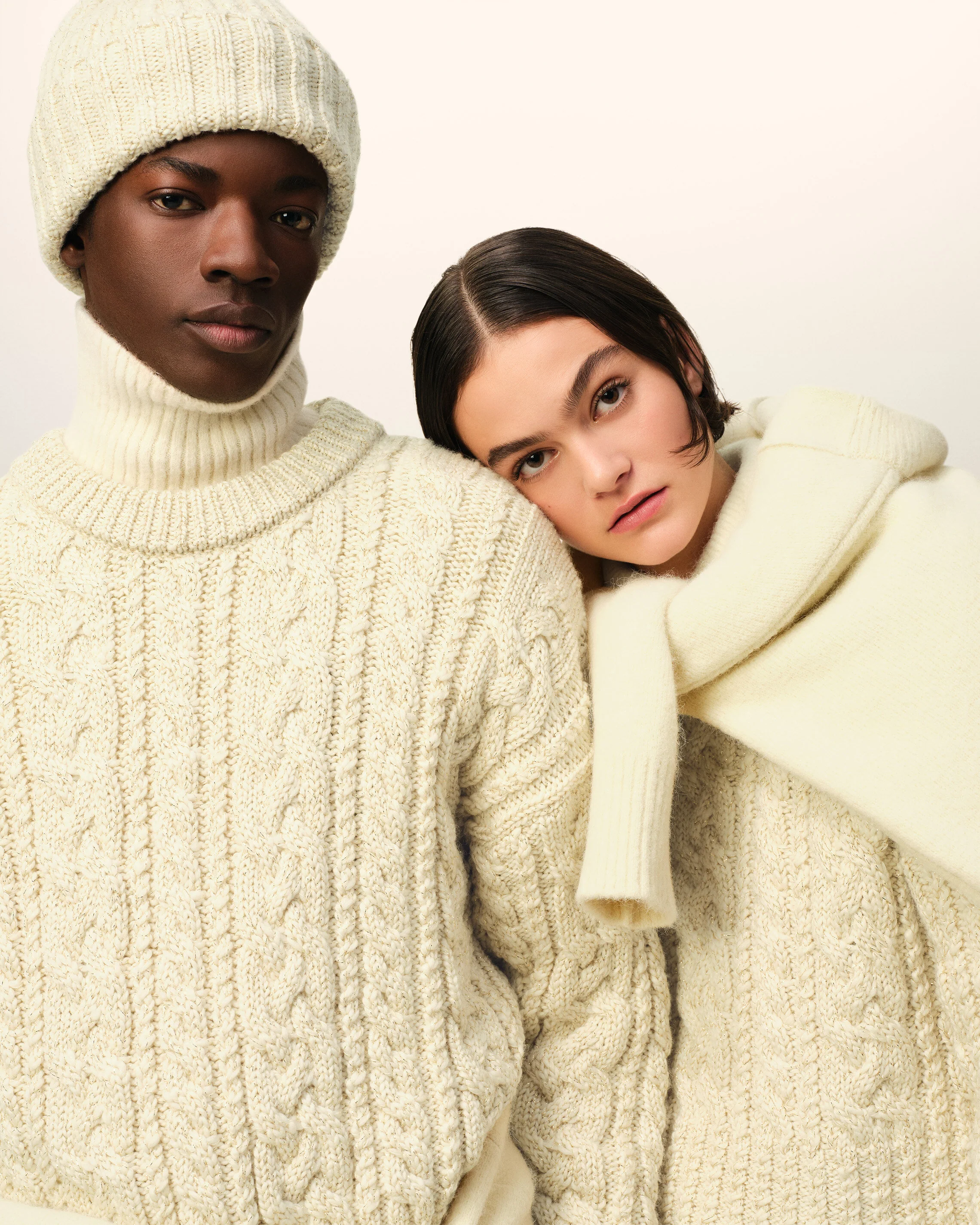 Cable Lurex Knit Short Sweater