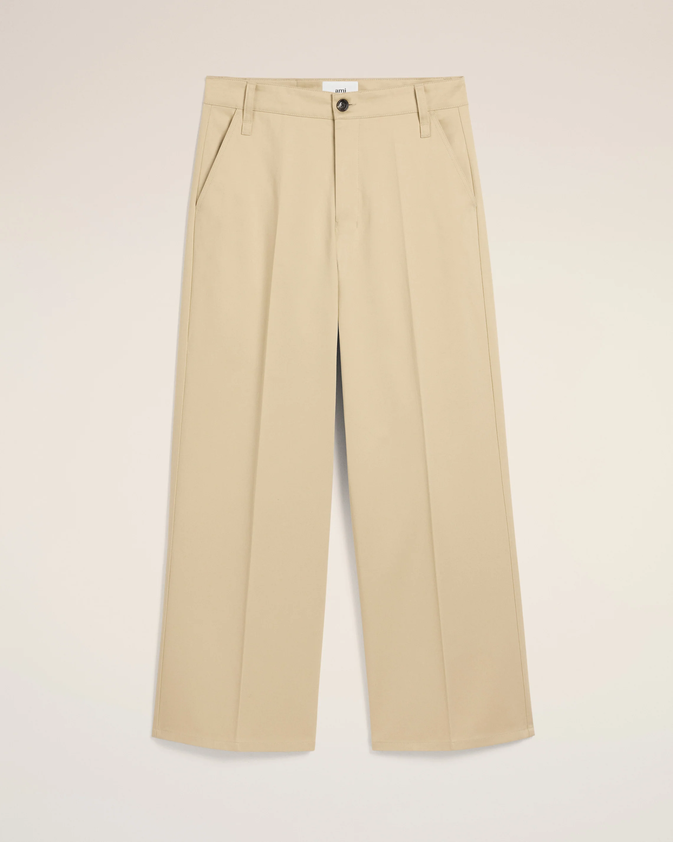 Beige Cotton Baggy Fit Trousers