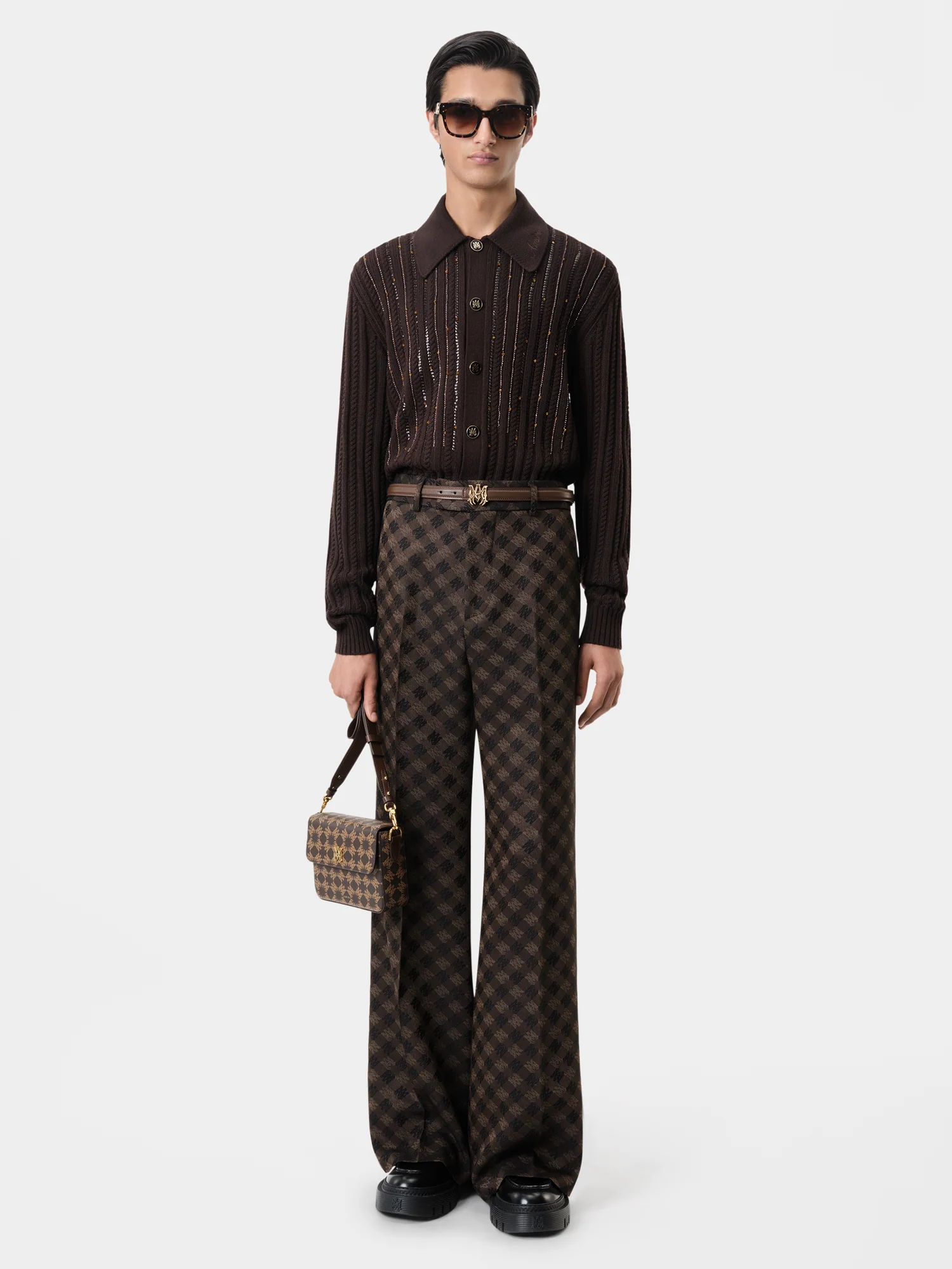 LONG SLEEVE POLO - Dark Brown