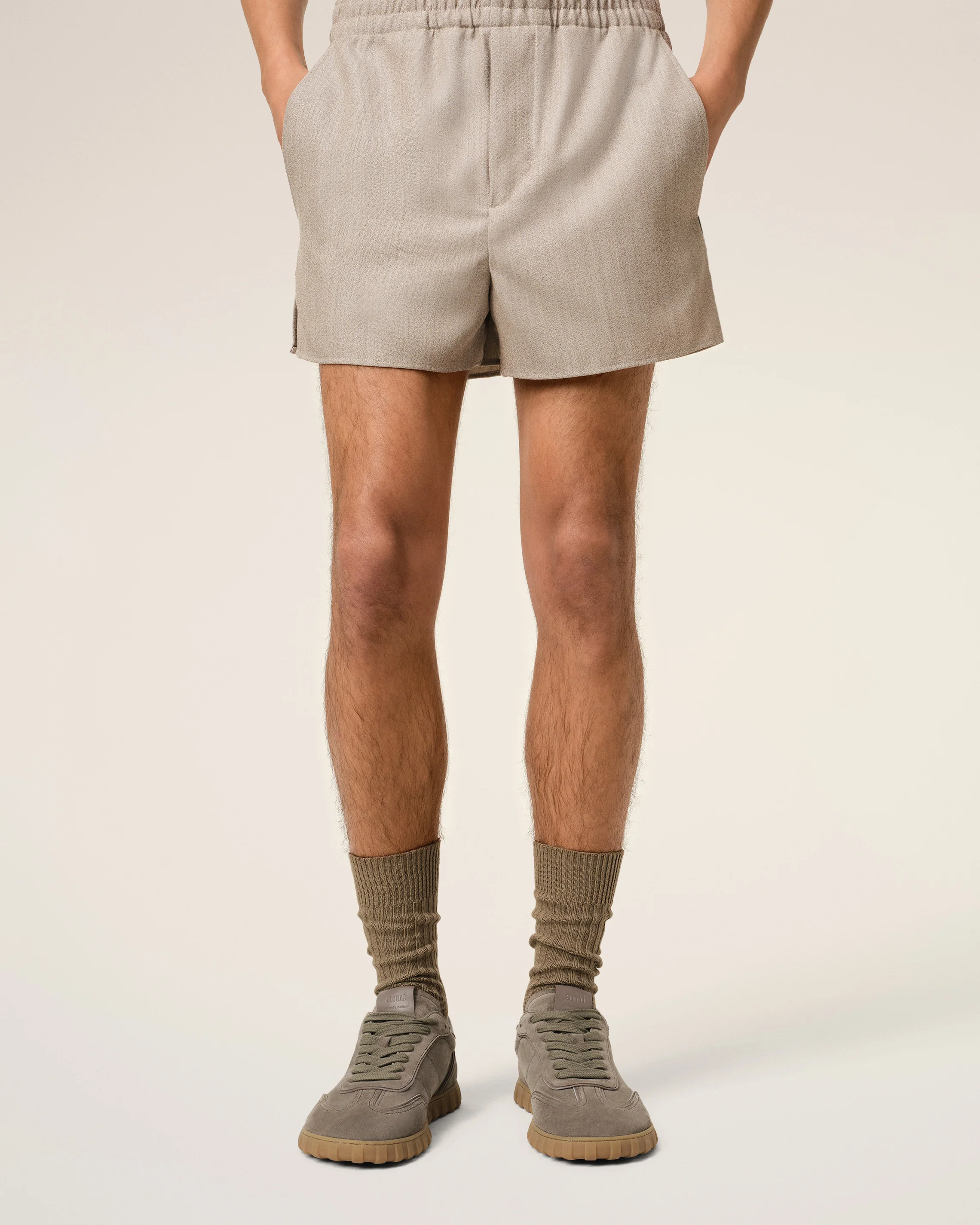 Beige Leather Low Top Step Sneakers