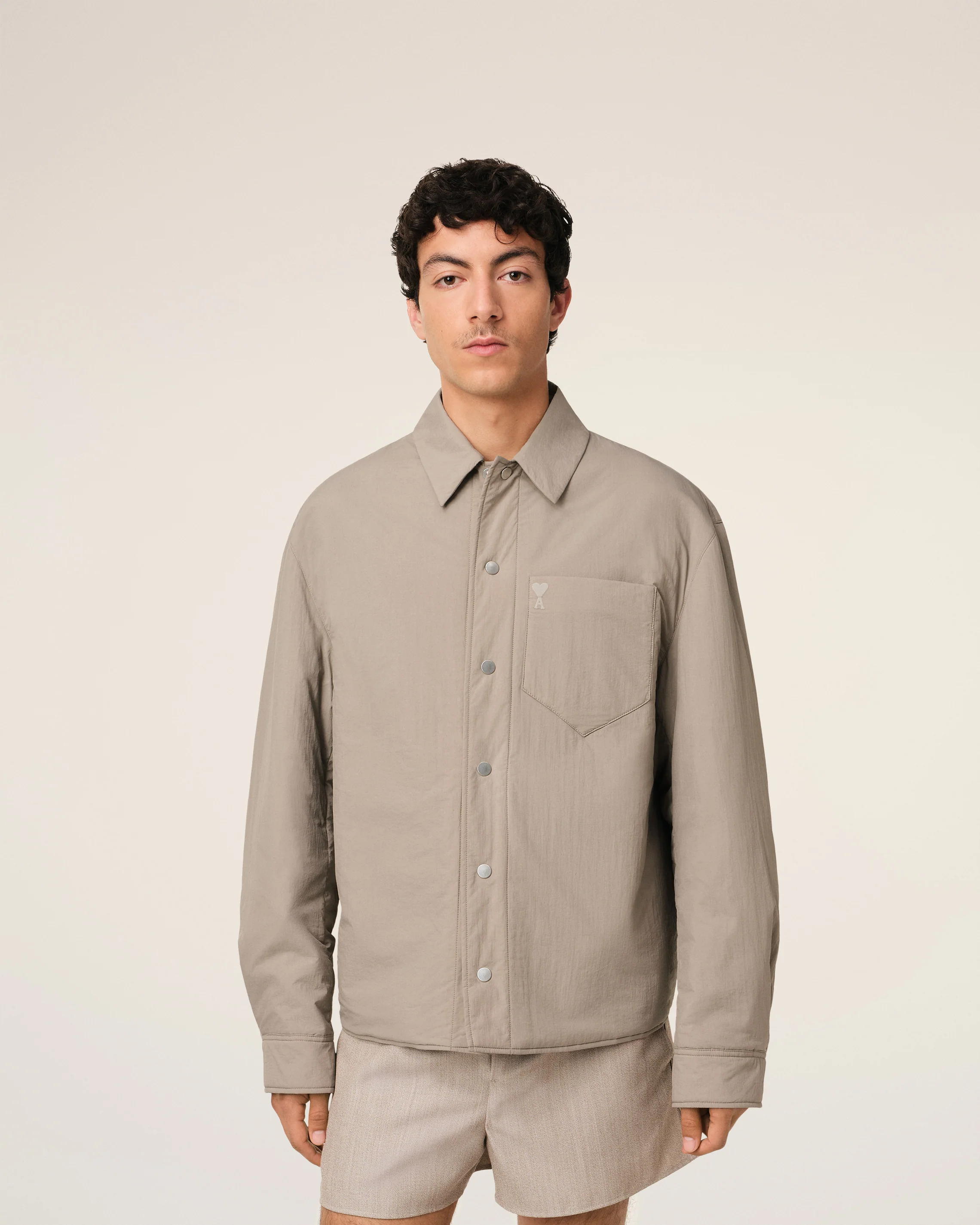 Beige Canvas Padded Ami de Coeur Overshirt