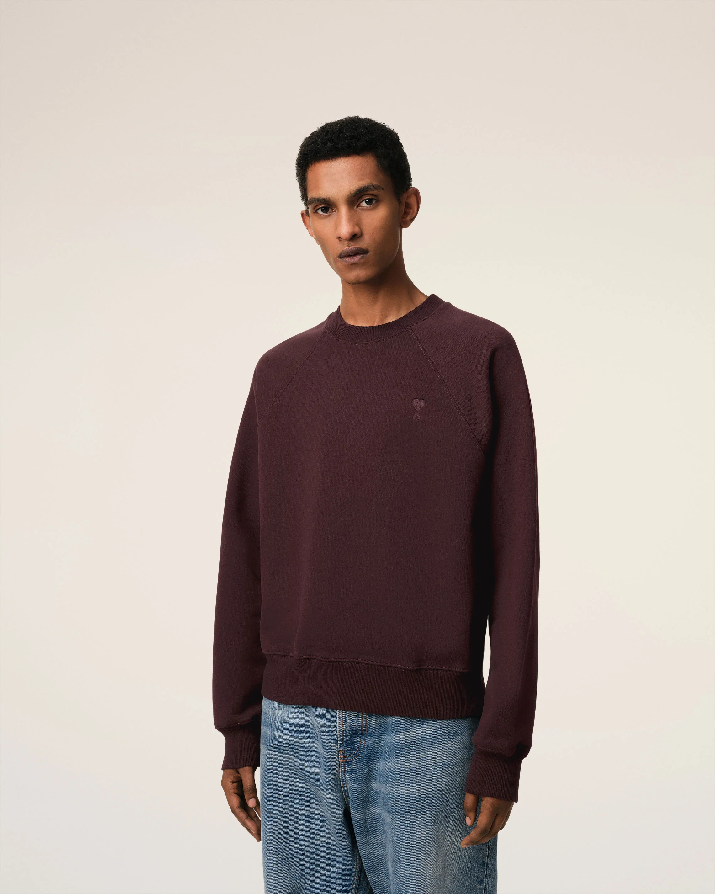 Burgundy Cotton Tonal Ami de Coeur Sweatshirt