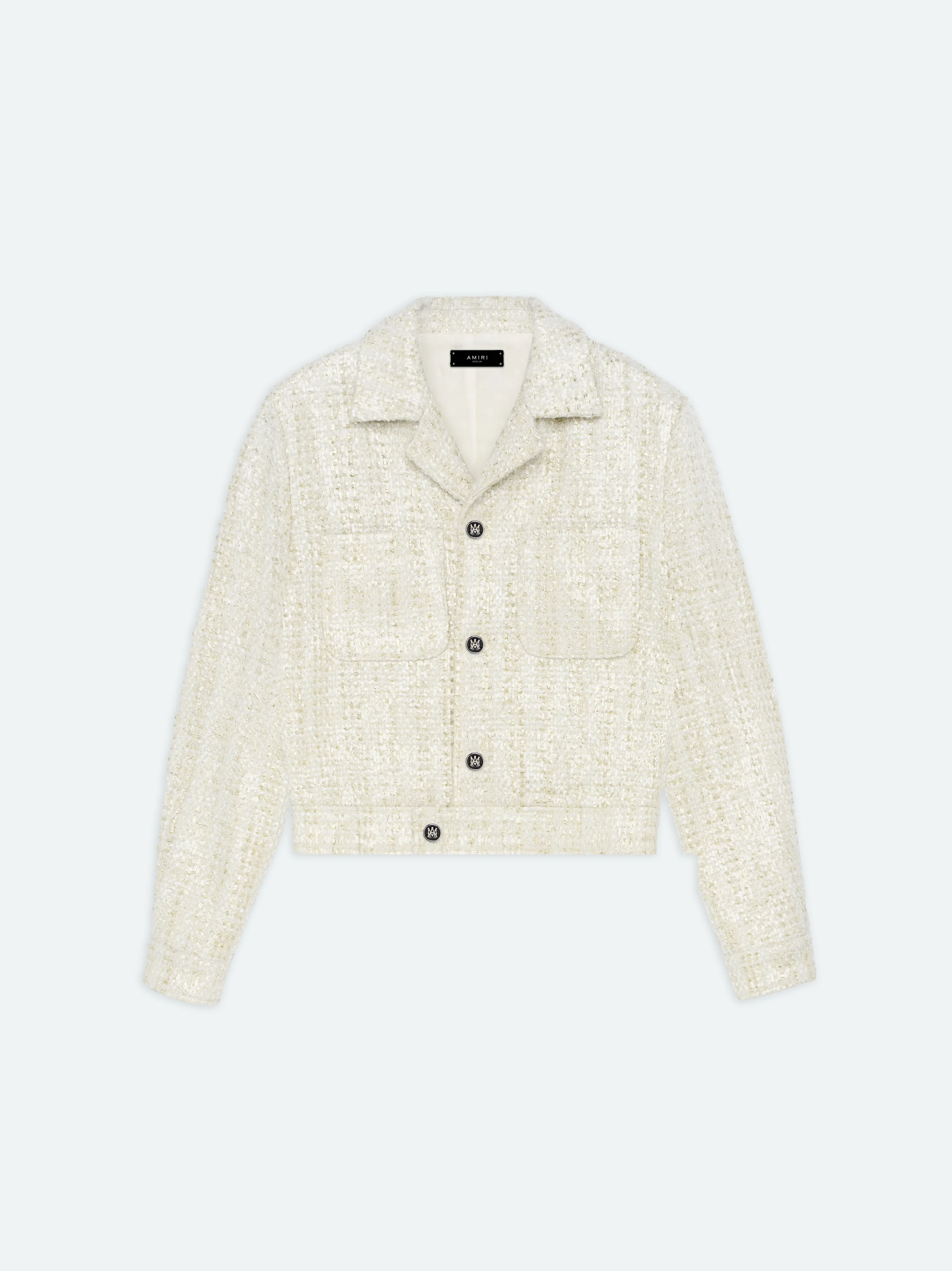 SEQUIN BOUCLE SHIRT JACKET - Alabaster