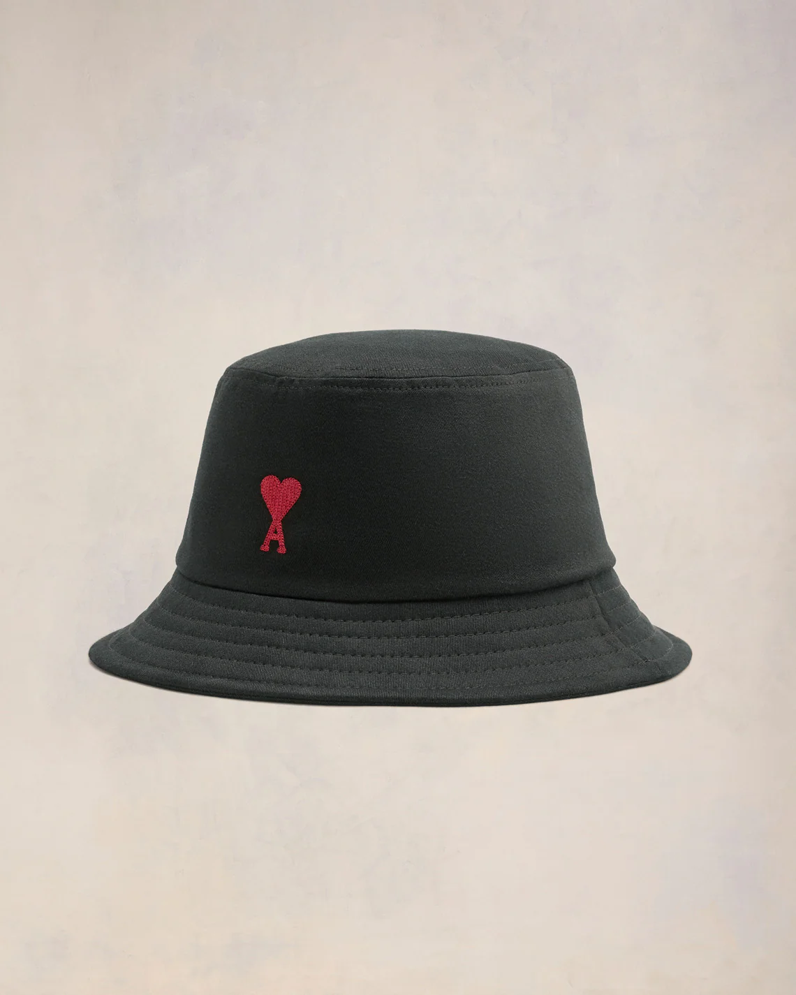 Black Cotton Ami de Coeur Embroidery Bucket Hat