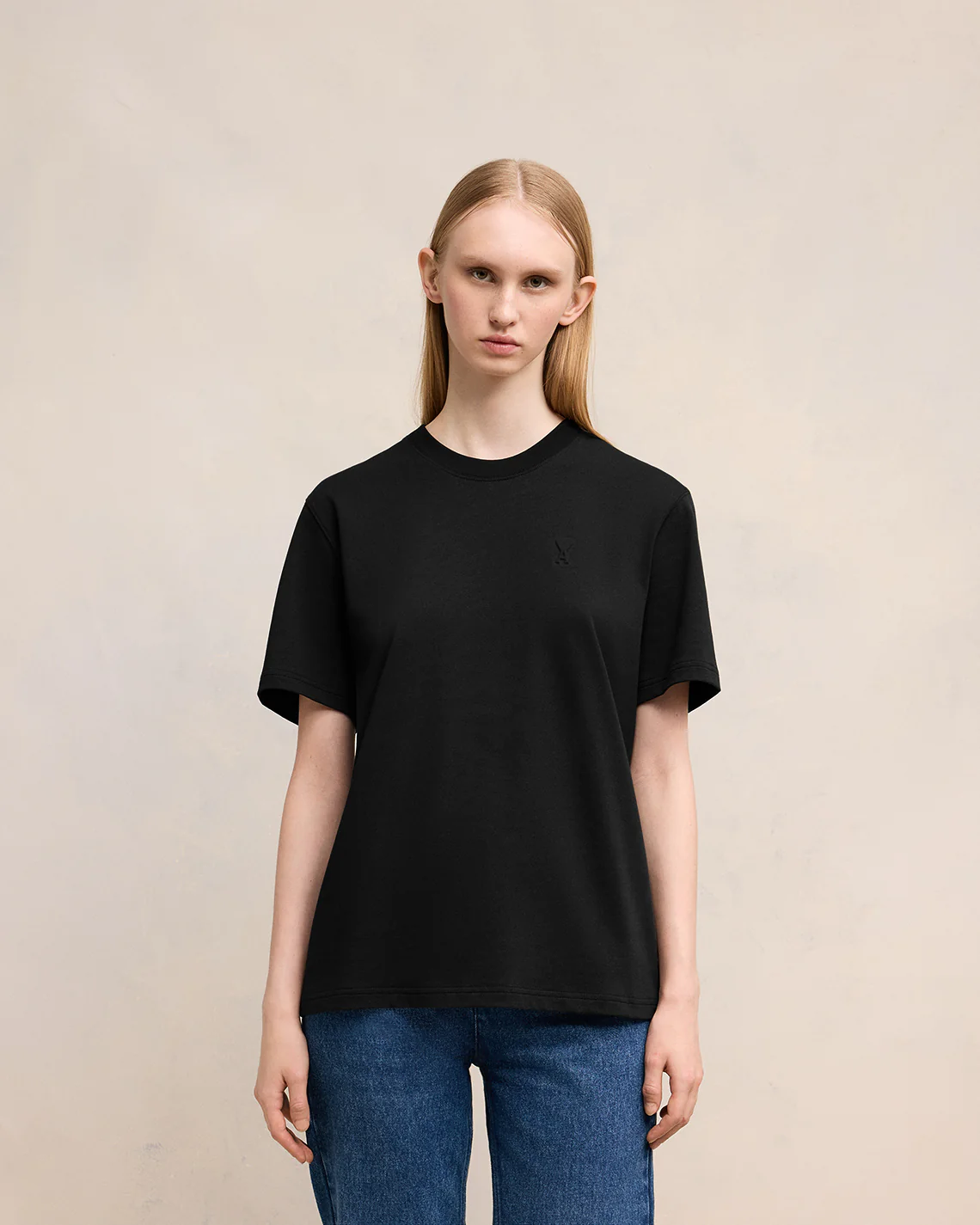 Black Cotton Ami de Coeur T-Shirt